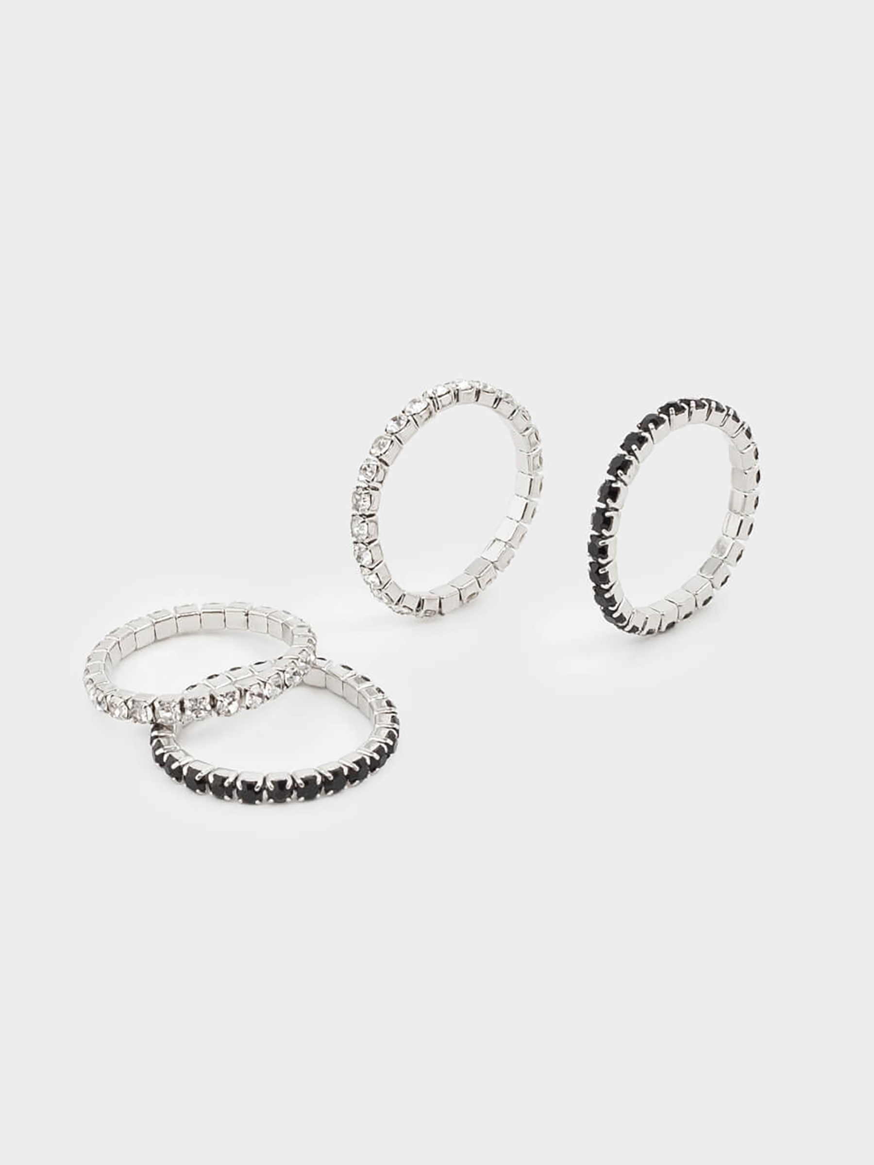 Set of rings, size S-M, 4 pcs, single size, metal / rhinestones, Crystals, Jewelry crystal