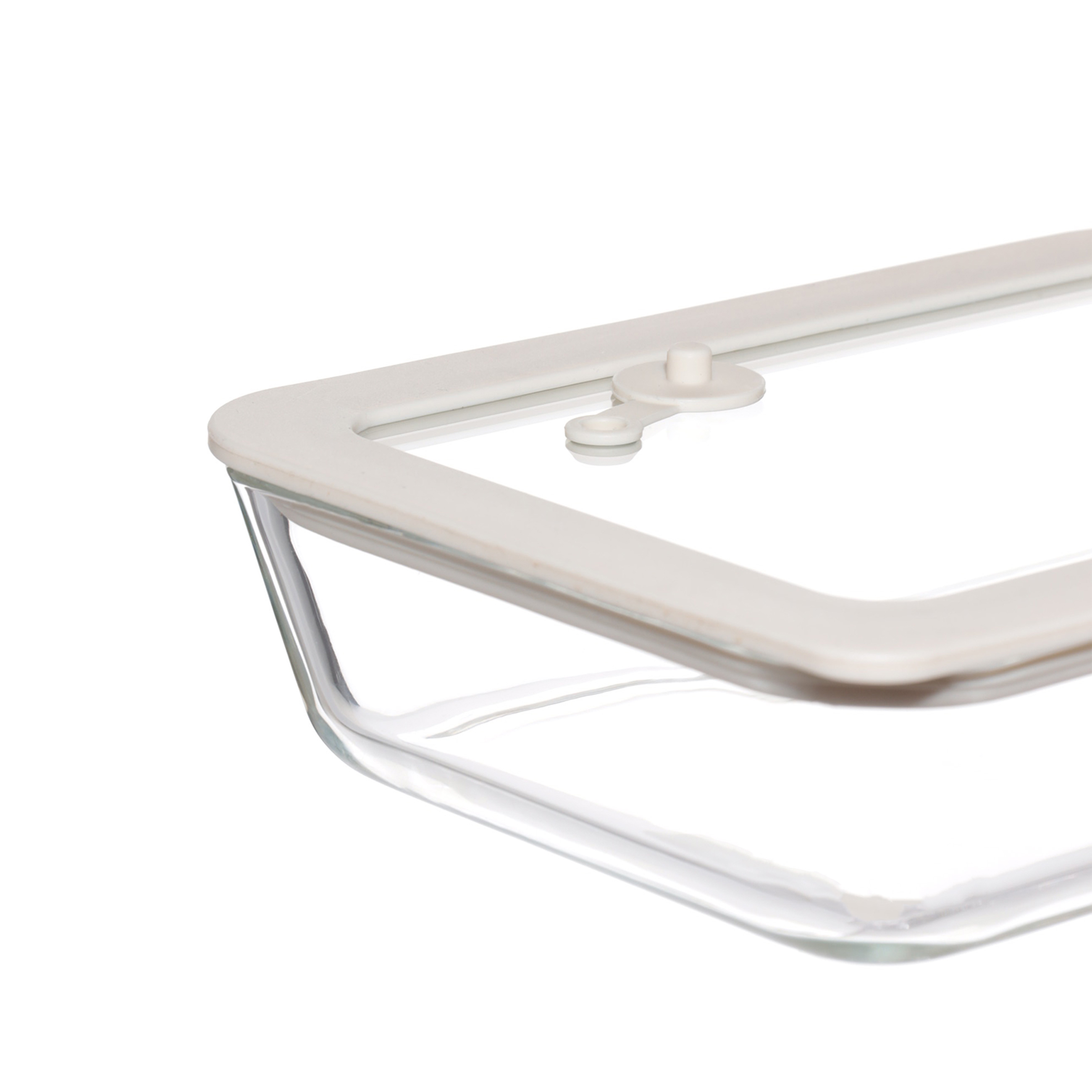 Container, 700 ml, with valve, glass T / silicone, rectangular, beige, Verre