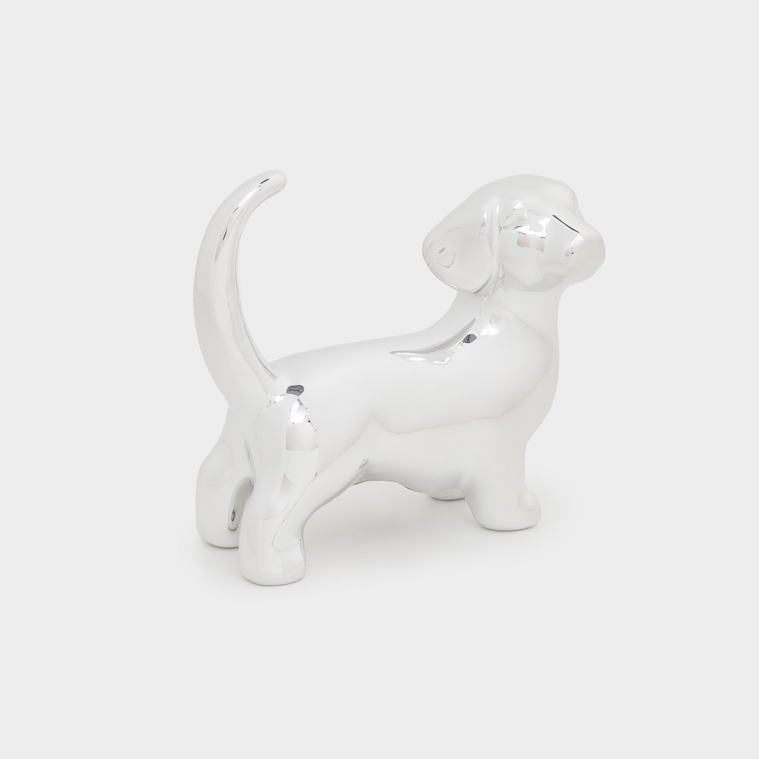 Jewelry holder, 8 cm, porcelain p, silver, dog, dog, image-2