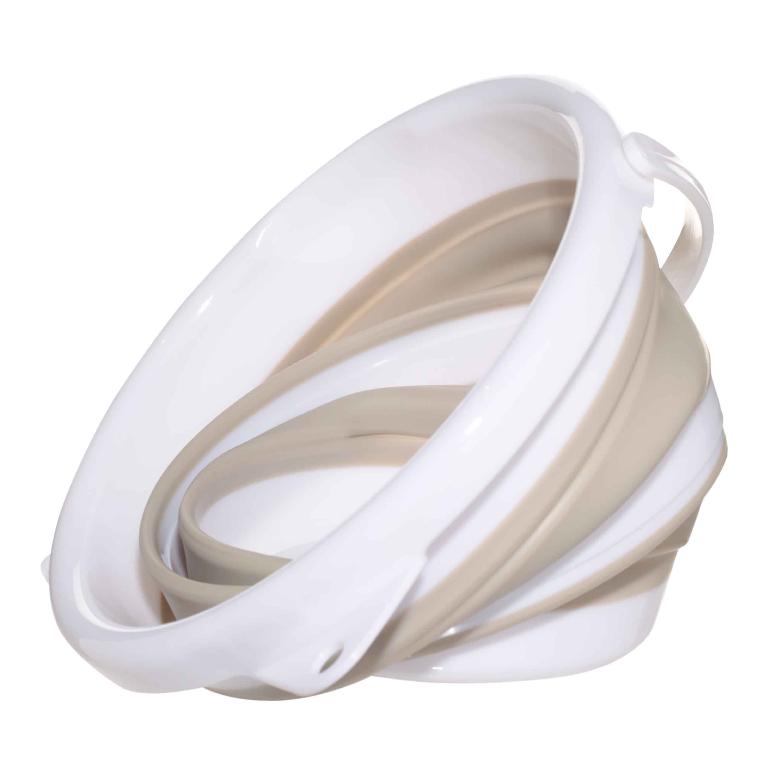Foldable bucket, 5 l, plastic / rubber, grey-beige, Foldaway