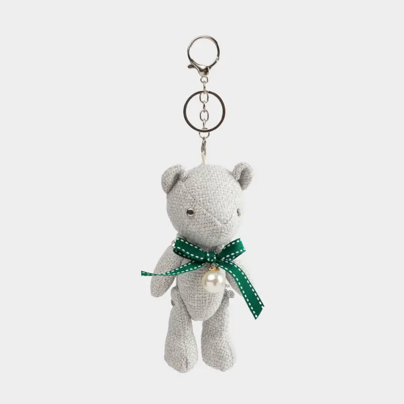 Keychain, 12 cm, soft, Polyester / metal, gray, Bear, Bear