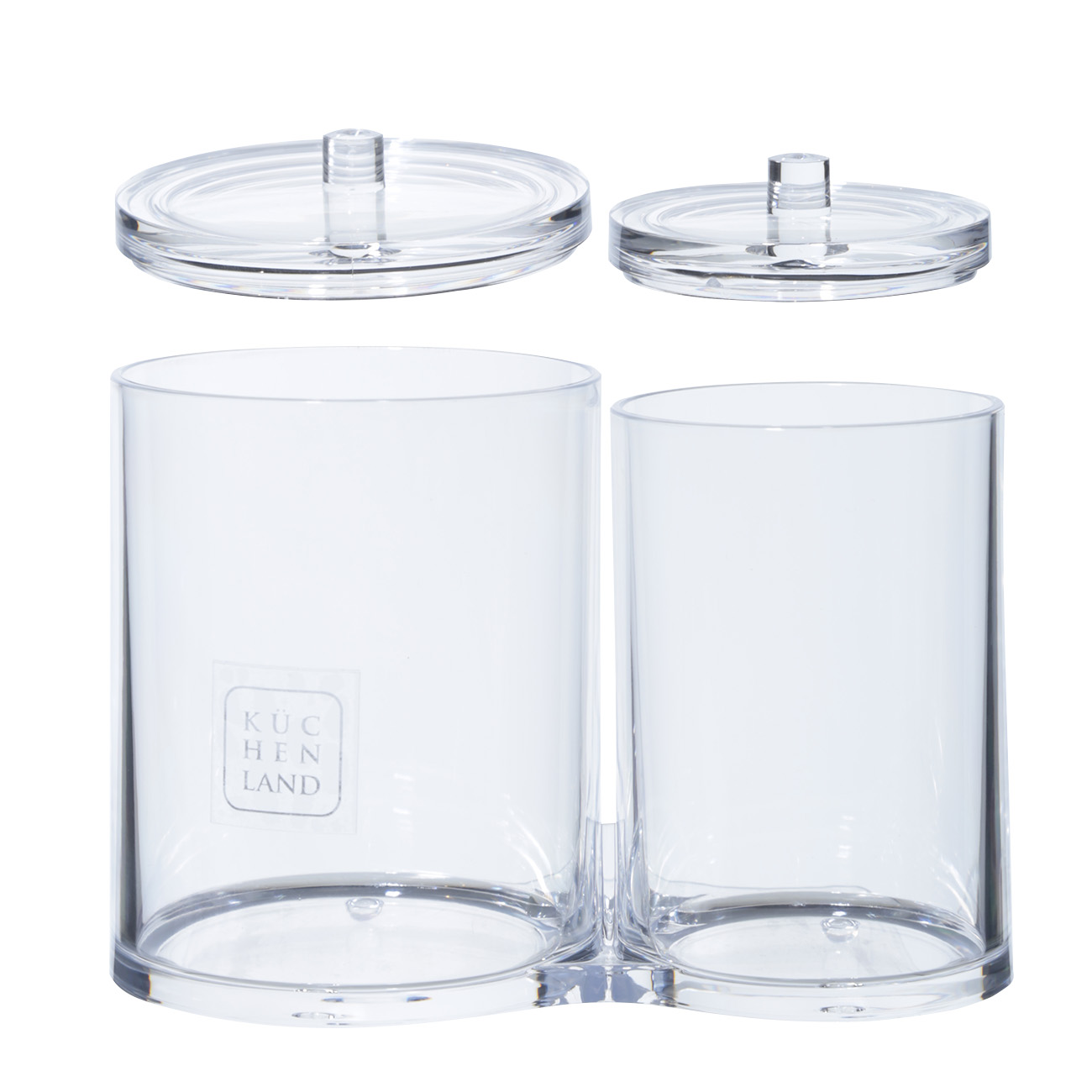 Container for cotton pads/sticks, 15x12 cm, 2 units, with lid, plastic, Basic