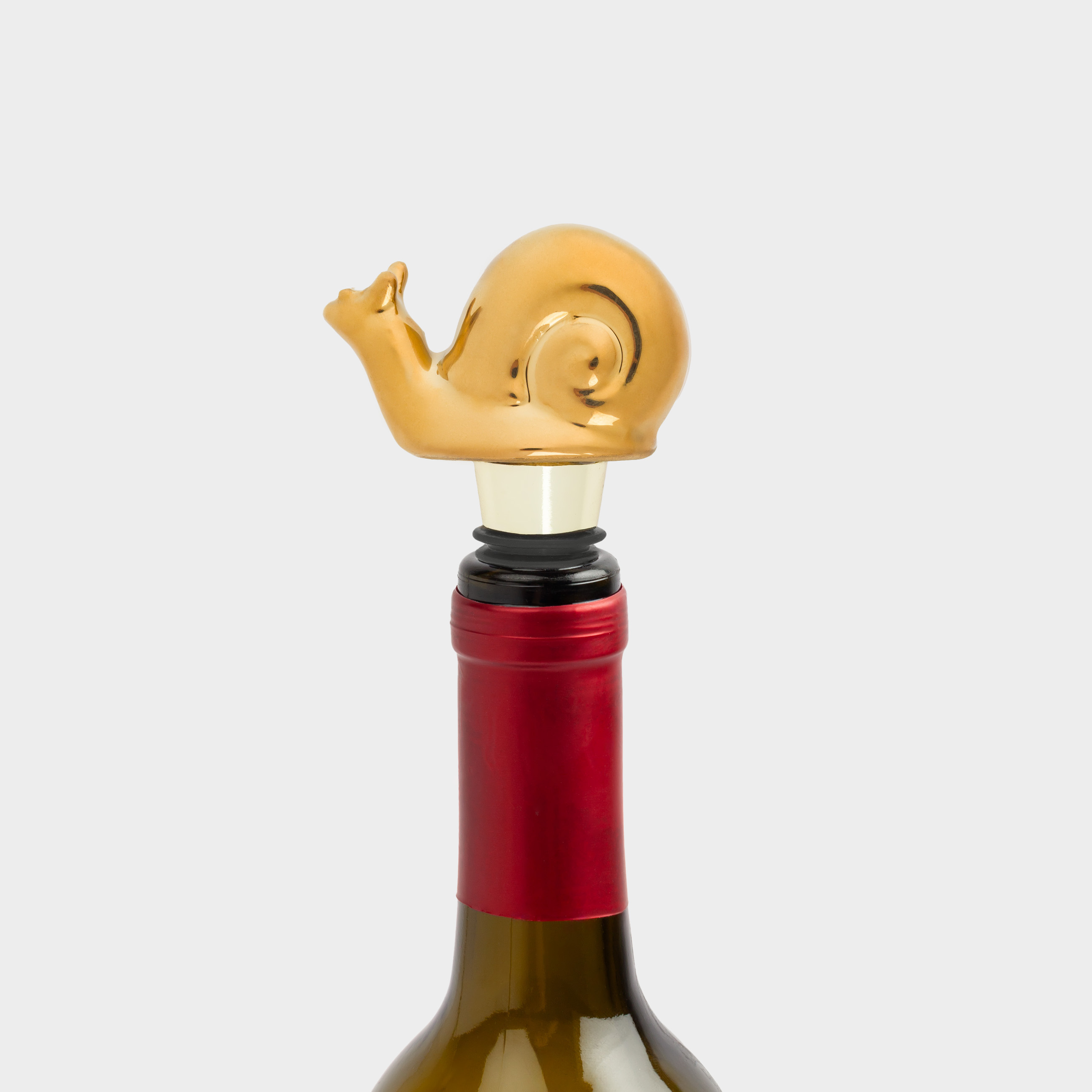 Bottle stopper, 10 cm, steel / porcelain P, golden, Snail, Tale garden, image-2