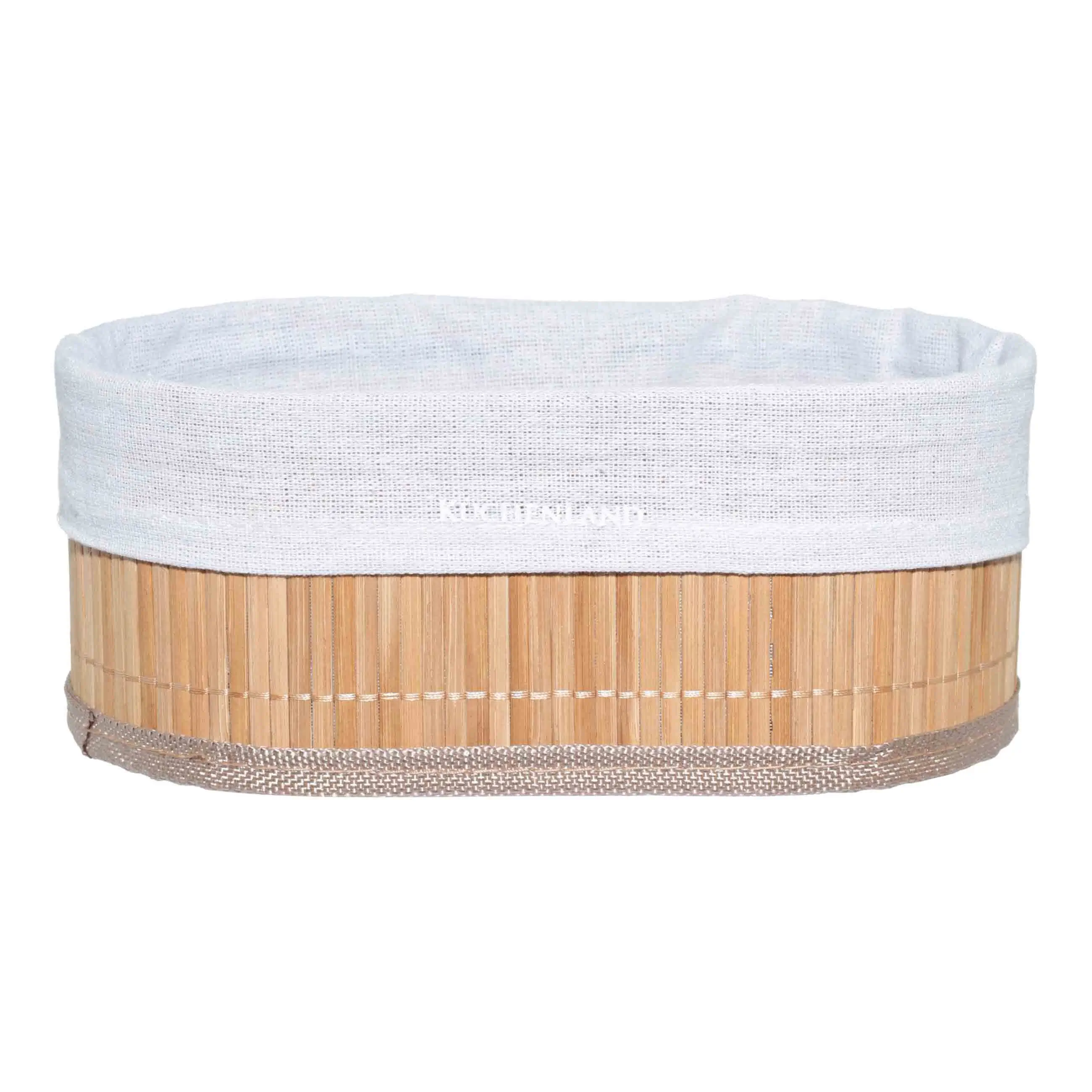 Bread basket, 24x15 cm, bamboo / cotton, oval, beige, Stem