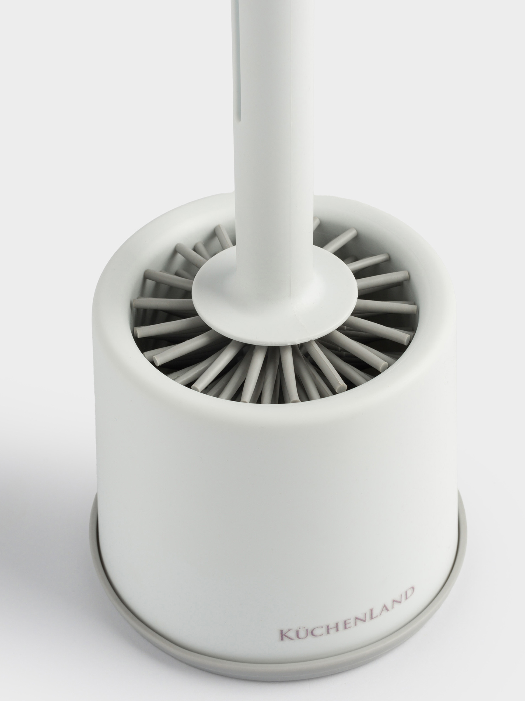 Toilet brush, 41 cm, with stand and detergent dispenser, rubber/plastic, grey-white, Click, image-2