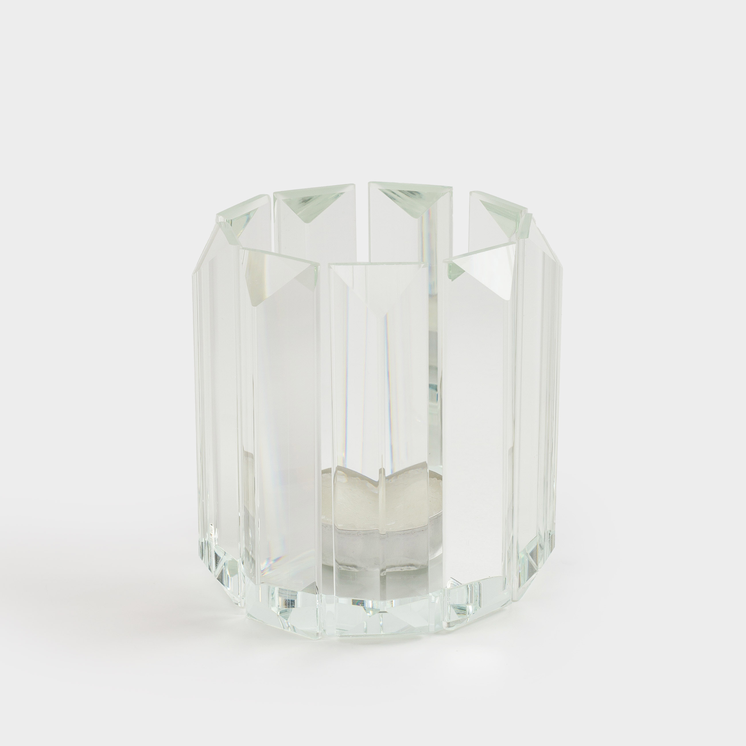 Candlestick, 8 cm, for tea candle, glass, Facets, Lux crystal