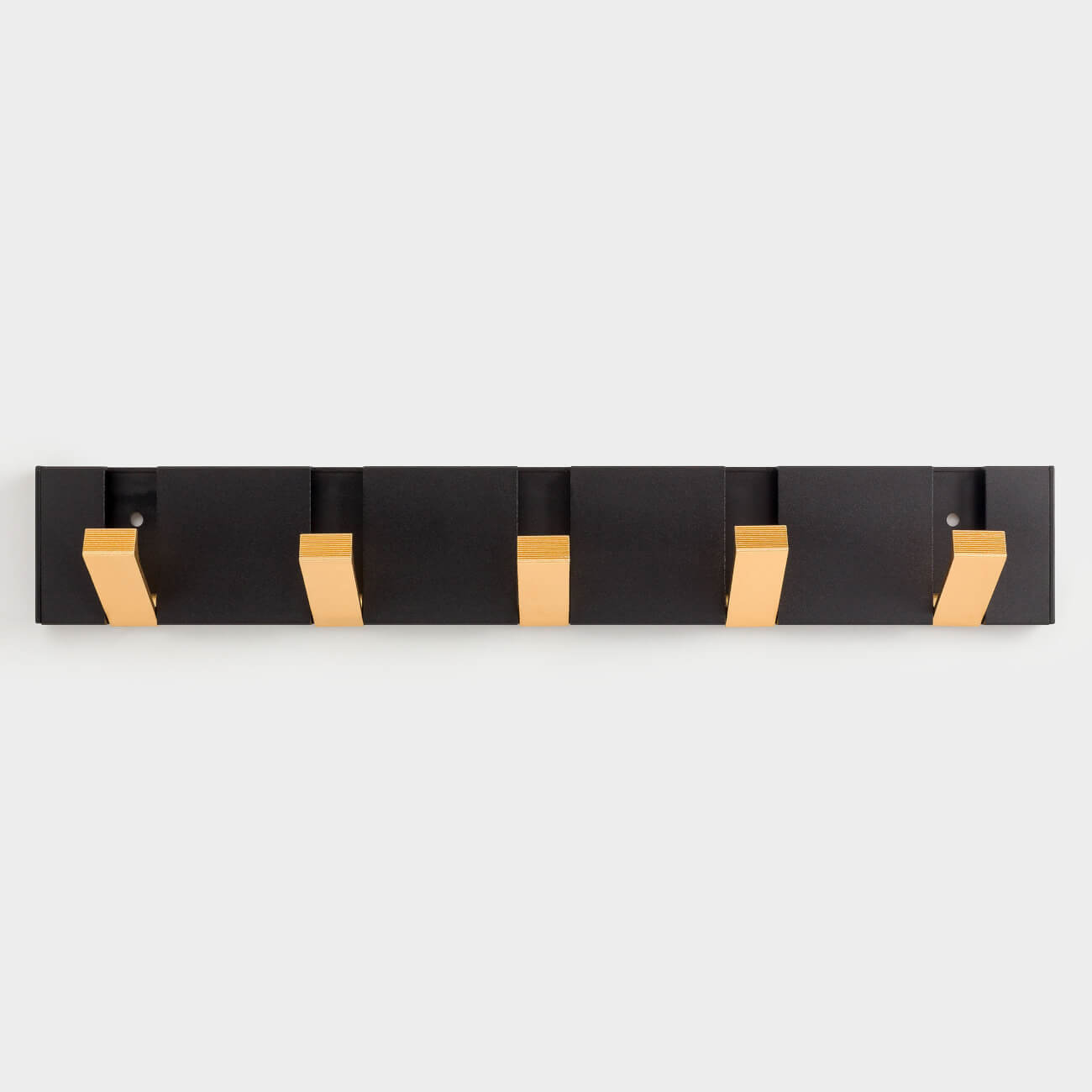 Hook, 43x7 cm, 5 compartments, wall-mounted/hidden, metal, black-gold, Trend