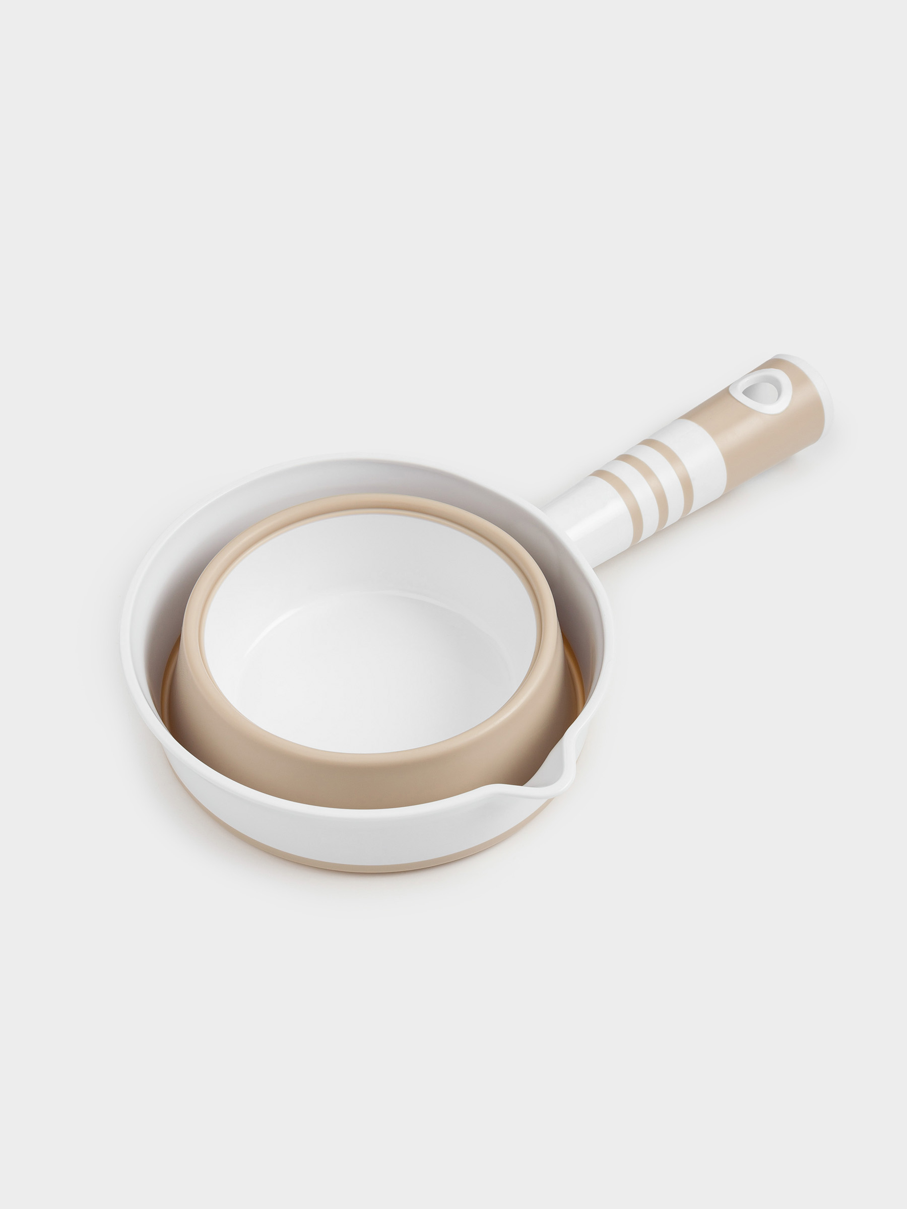 Saucepan, 15 cm, 1 L, foldable, plastic / rubber, beige, Foldaway, image-1