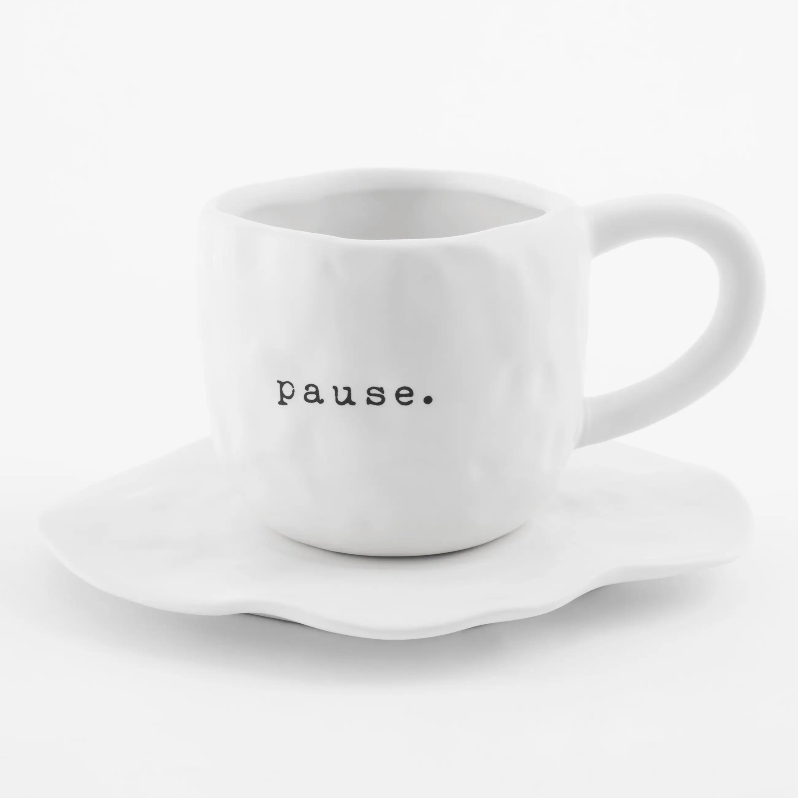 Tea pair, 1 person, 2 items, 450 ml, ceramic, white, Pause, Crumple font                  