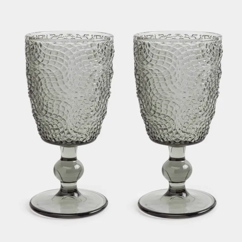 Drinking glass, 300 ml, 2 pcs, glass R, grey, Grafena, image-0