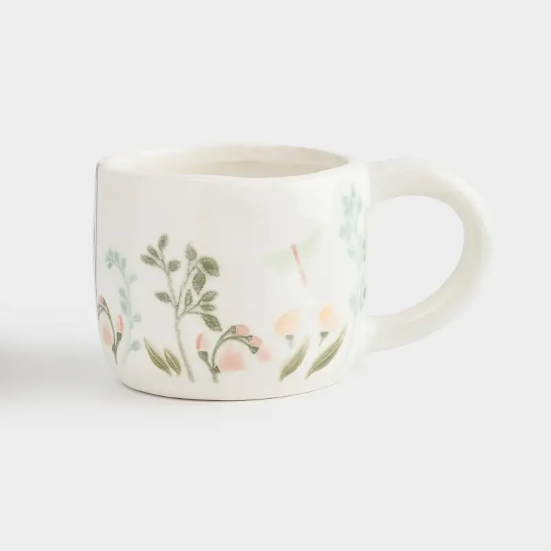 Mug, 350 ml, ceramic, milky, speckled, wildflowers, Meadow speckled ,image-0