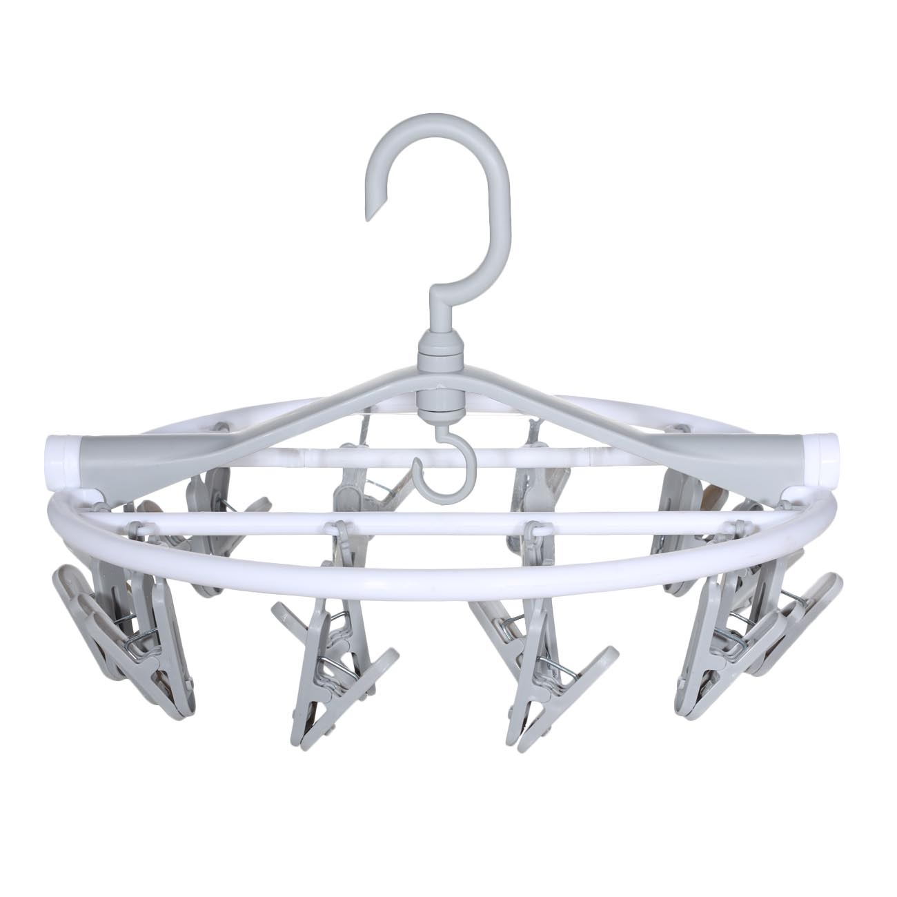 Sock and underwear dryer, 20 clothespins, hanging, plastic, white-gray, Compact, image-0