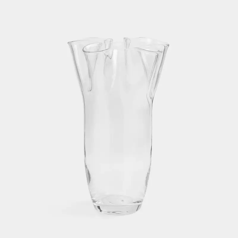 Flower vase, 31 cm, Glass, Crumpled effect, Crumple