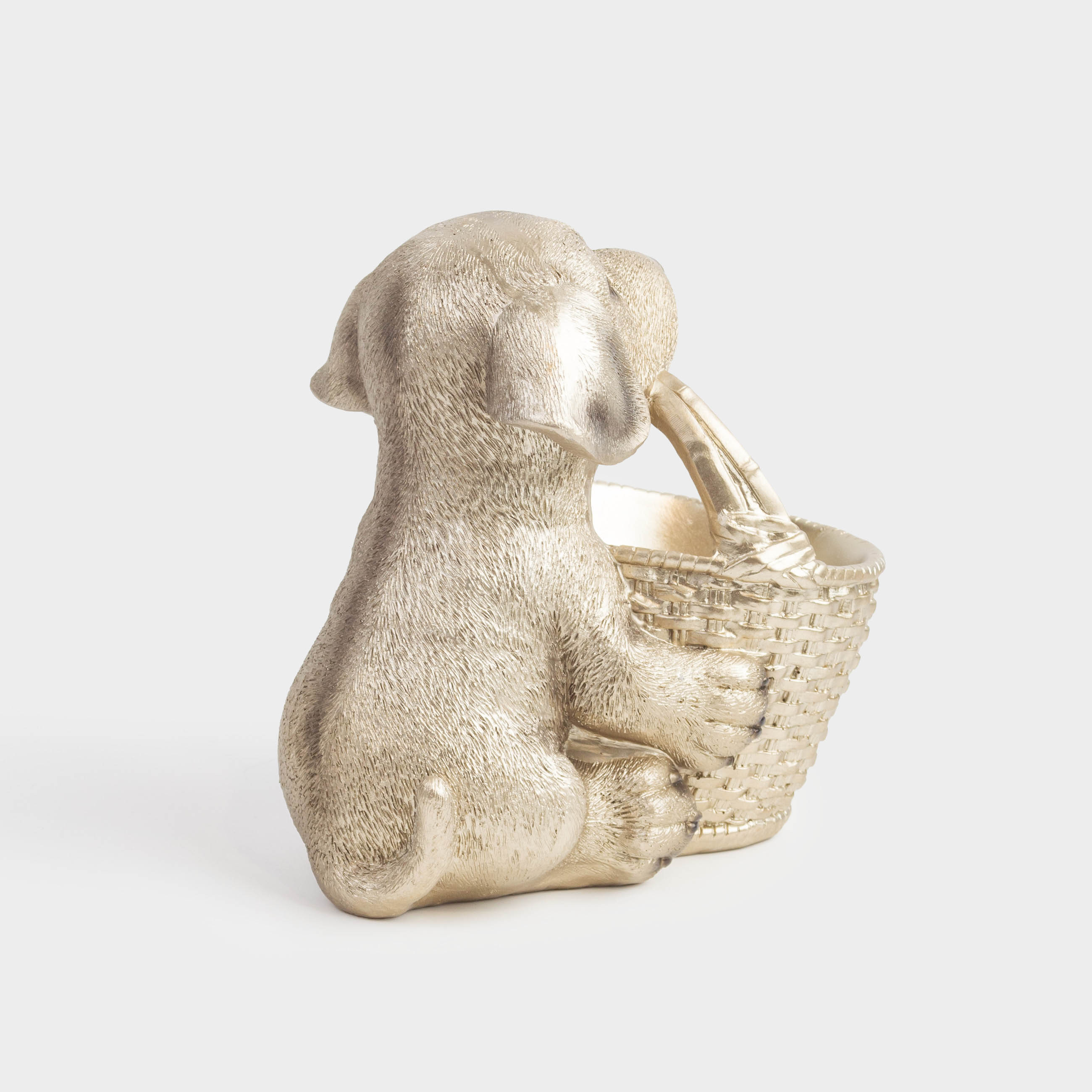 Candy bowl, 19x18 cm, with handle, polyresin, beige, Labrador with basket, Dog, image-3
