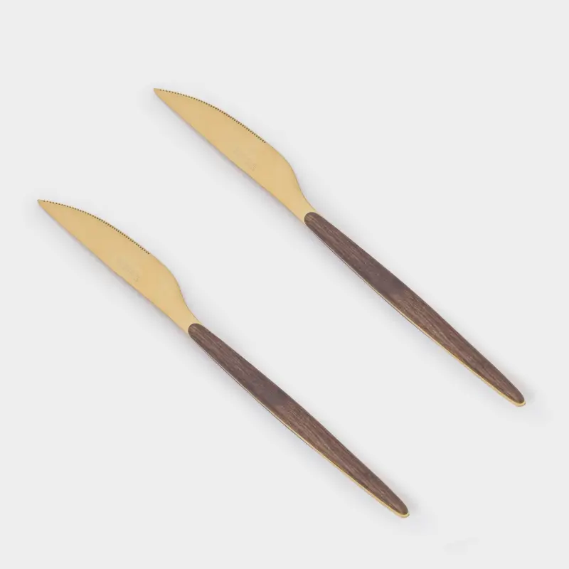 Table knife, 2 pcs, steel / plastic, gold, matt, Oslo gold ,image-0