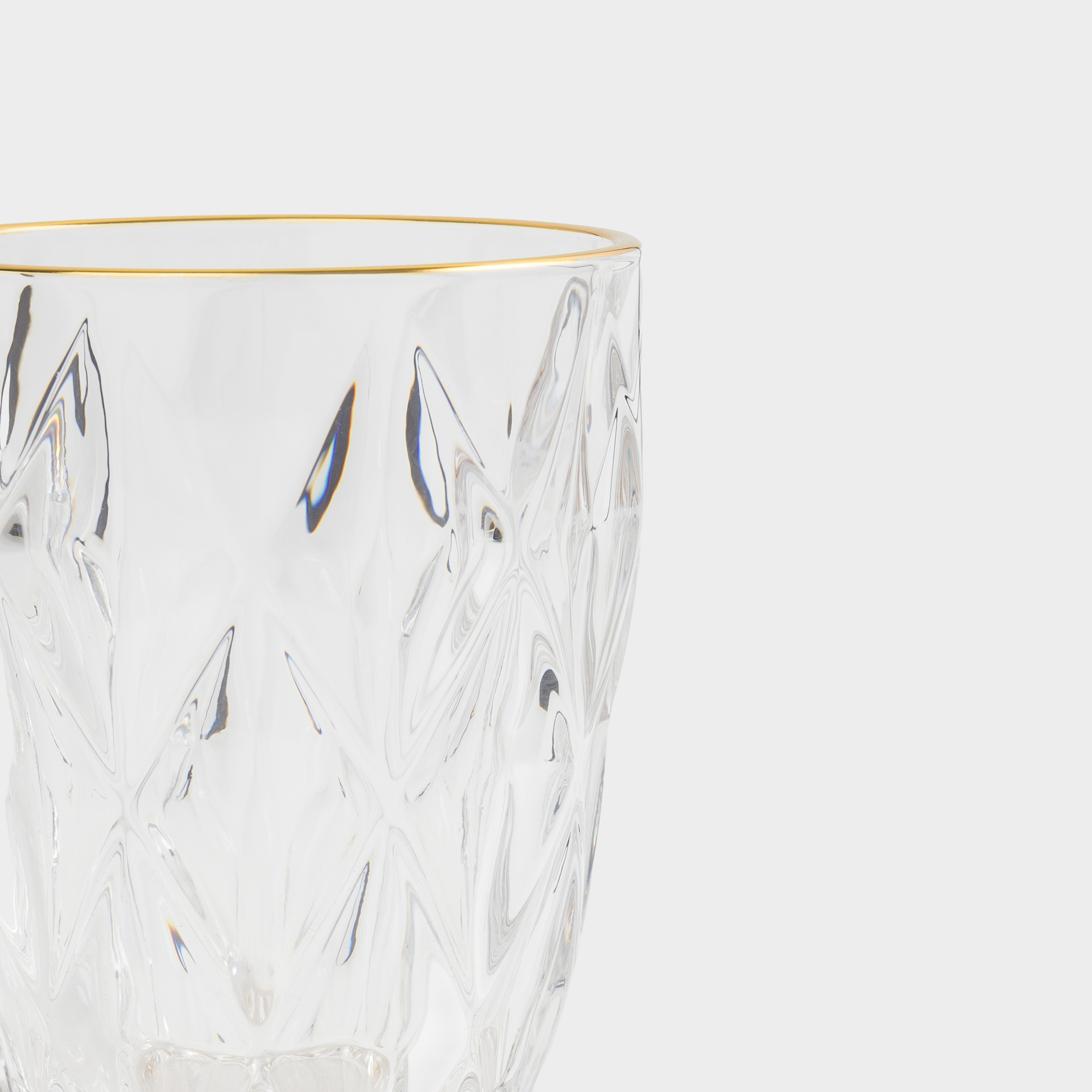 Glass, 10 cm, 270 ml, 6 pcs, glass R, with golden edging, Rhomb gold