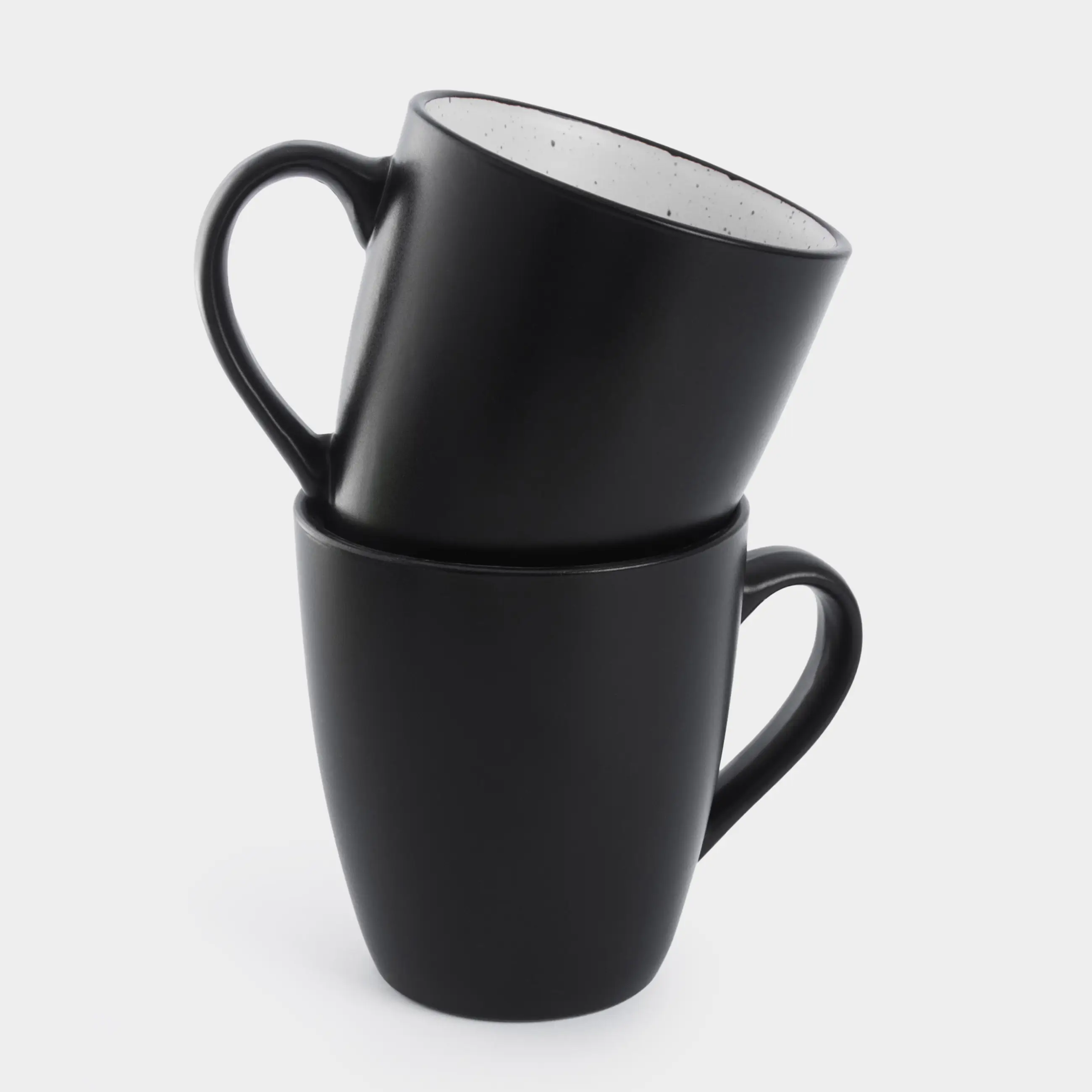 Mug, 350 ml, 2 pcs, ceramics, black and white, speckled, Isernia, image-0