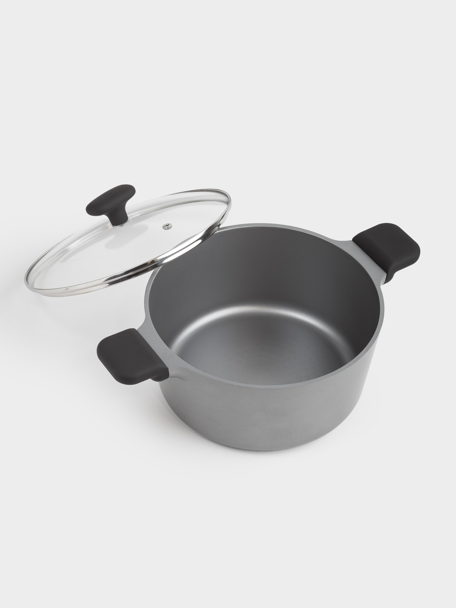 Pot, 24 cm, 4.8 l, with lid, coated, aluminum, grey-black, Mintali, image-2