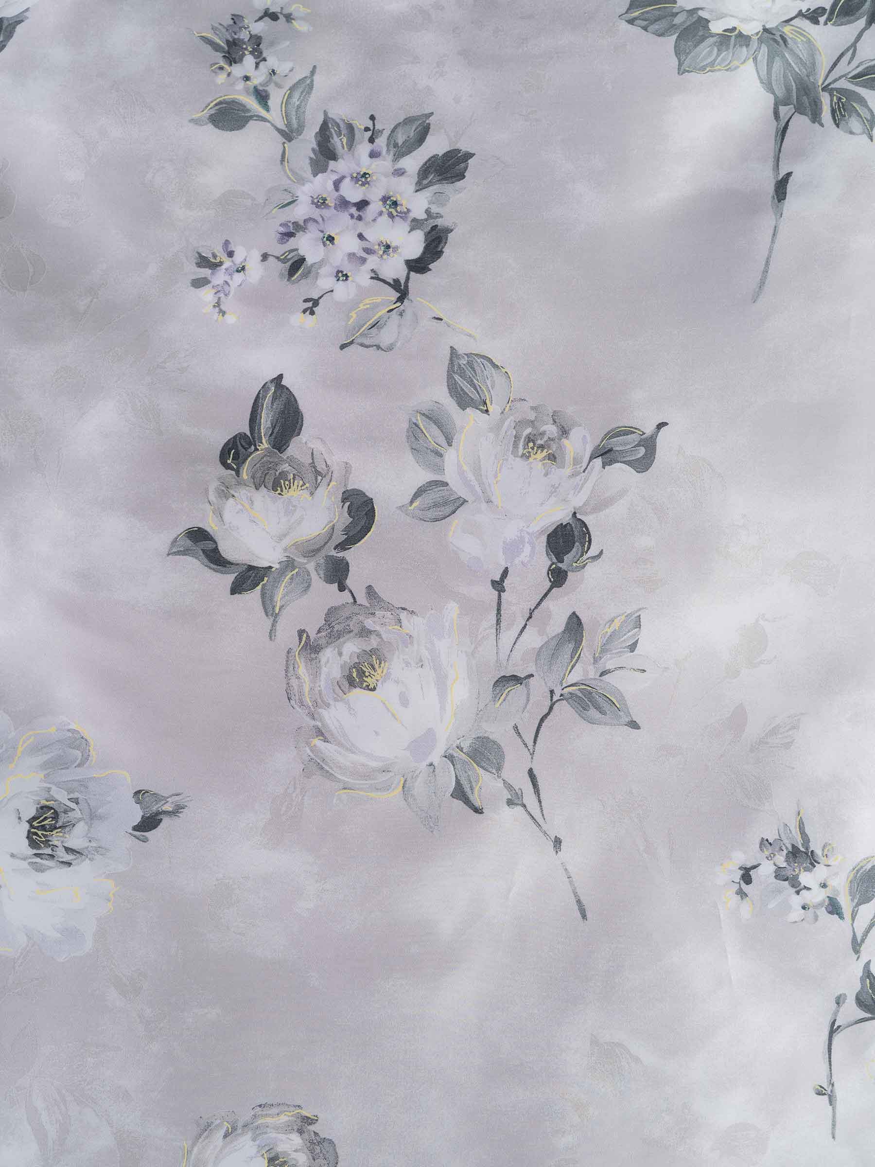 Bed linen set, euro, Tencel 300 TC, light grey, Flowers, Tencel, image-6