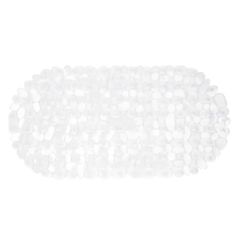 Bath/shower mat, 36x68 cm, with suction cups, PVC, Oval, White, Stones, Pebble ,image-0