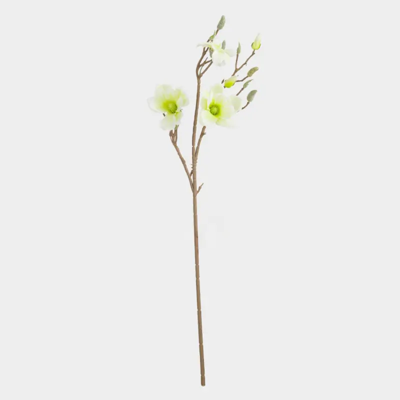 Decorative branch, 90 cm, plastic, paper, Green magnolia, Magnolia