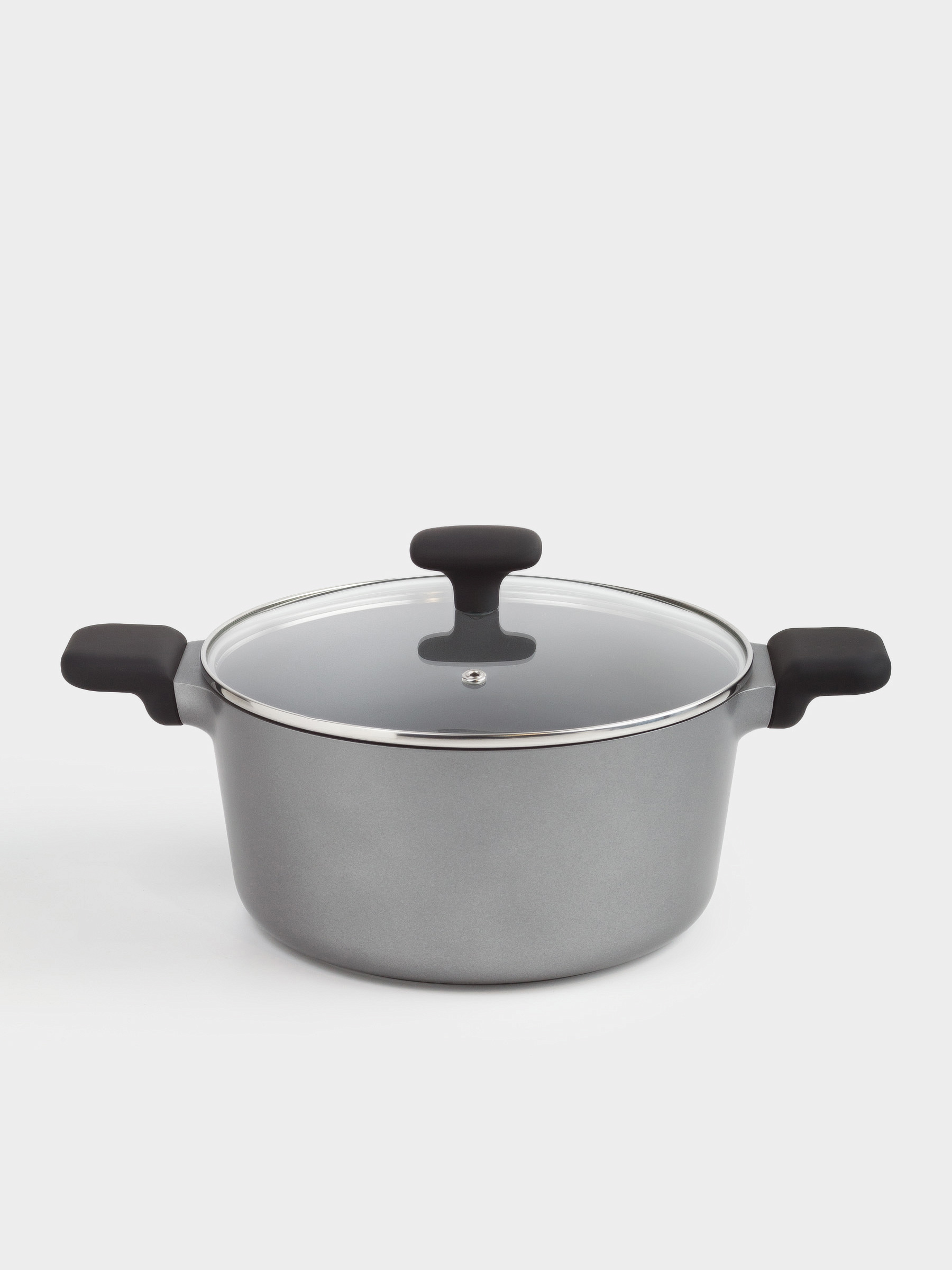 Pot, 24 cm, 4.8 l, with lid, coated, aluminum, grey-black, Mintali, image-0