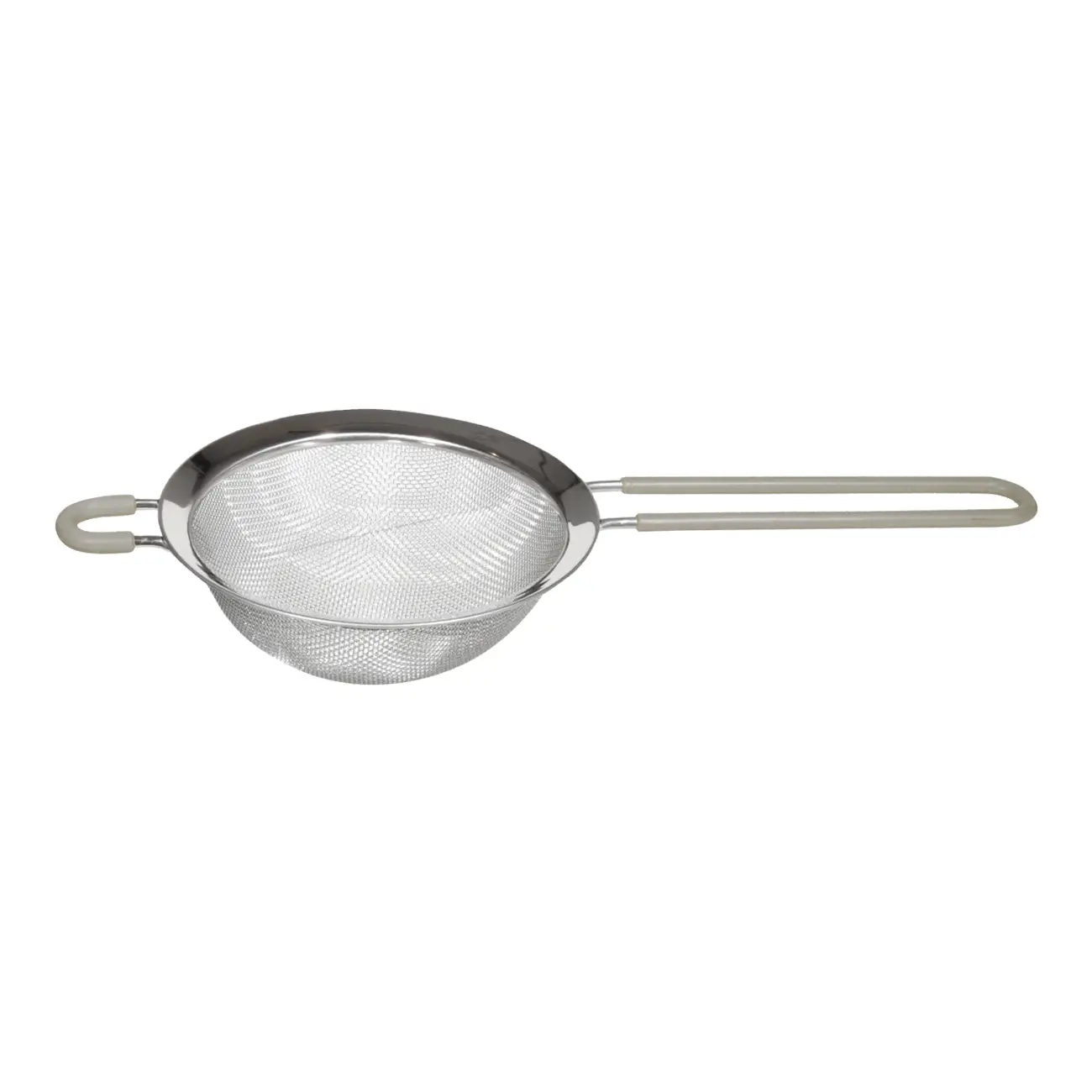 Strainer, 14 cm, with handle, steel / silicone, beige, Tammy, image-0