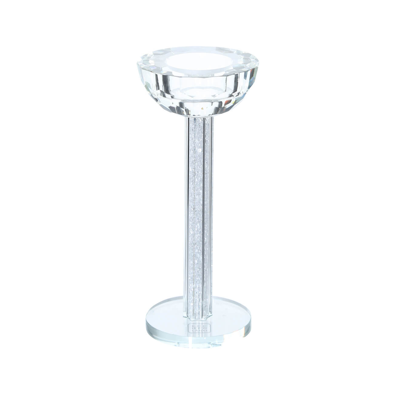 Candle holder, 18 cm, on a leg, glass / rhinestones, Crystal, Crystal