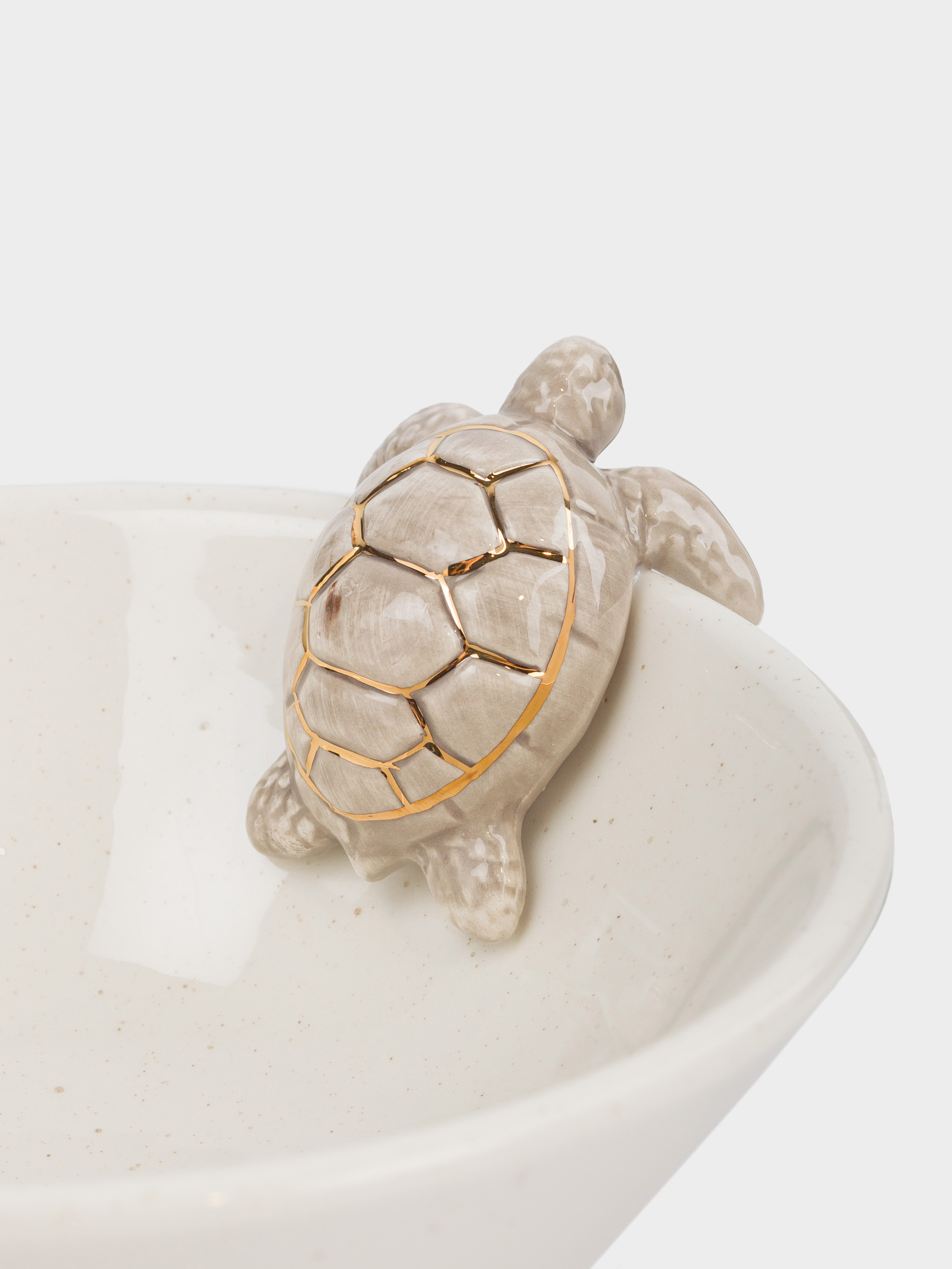 Salad bowl, with decor, 15x6 cm, ml, ceramic, milky gold, speckled, Turtle, Grand turtle, image-5