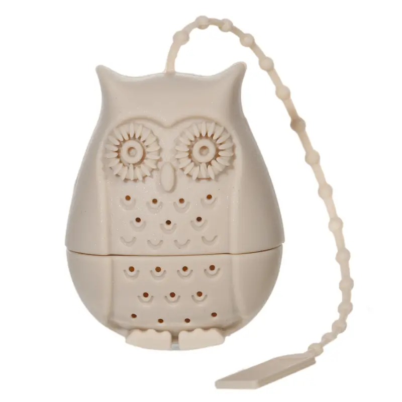 Tea strainer, 19 cm, Silicone, Beige, Owl, Owl ,image-0