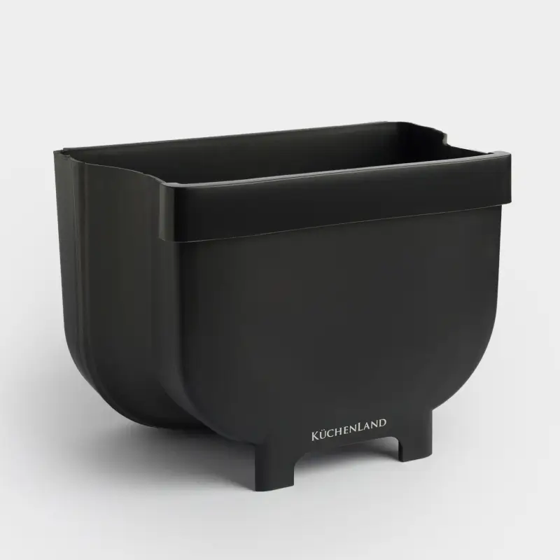 Garbage bucket, 4 L, folding, hanging, plastic / rubber, black, Foldaway black ,image-0