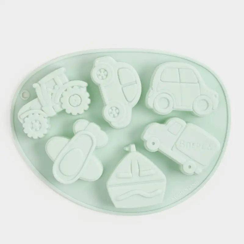 Cupcake baking dish, 15x21 cm, 6 compartments, silicone, beige, Types of transport, Bakery
