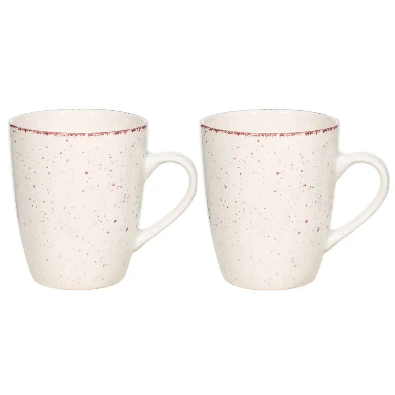 Mug, 400 ml, 2 pcs, ceramic, beige, speckled, Speckled