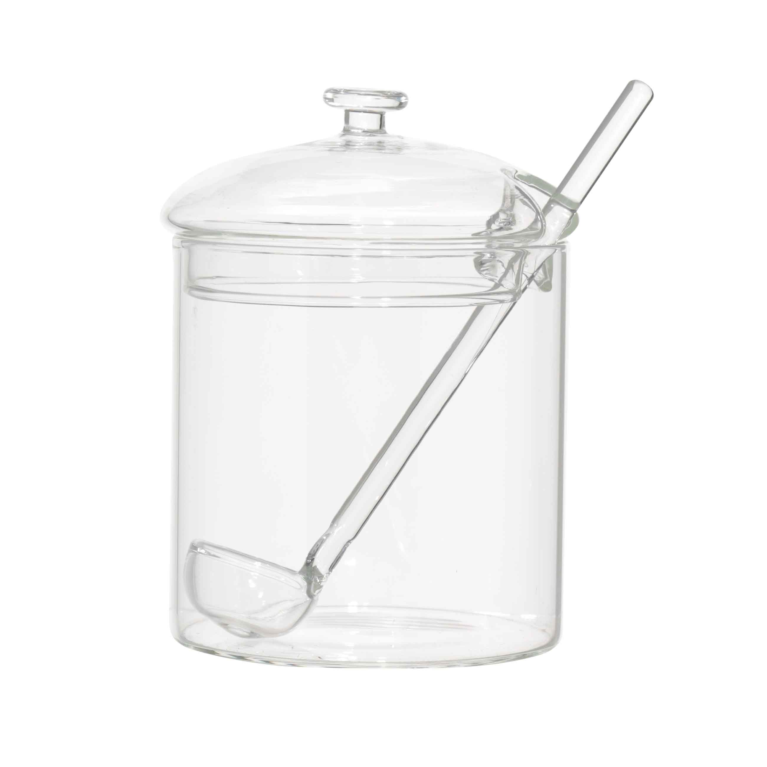 Sugar bowl, 8 cm, 300 ml, with spoon, glass B, Clear, image-0