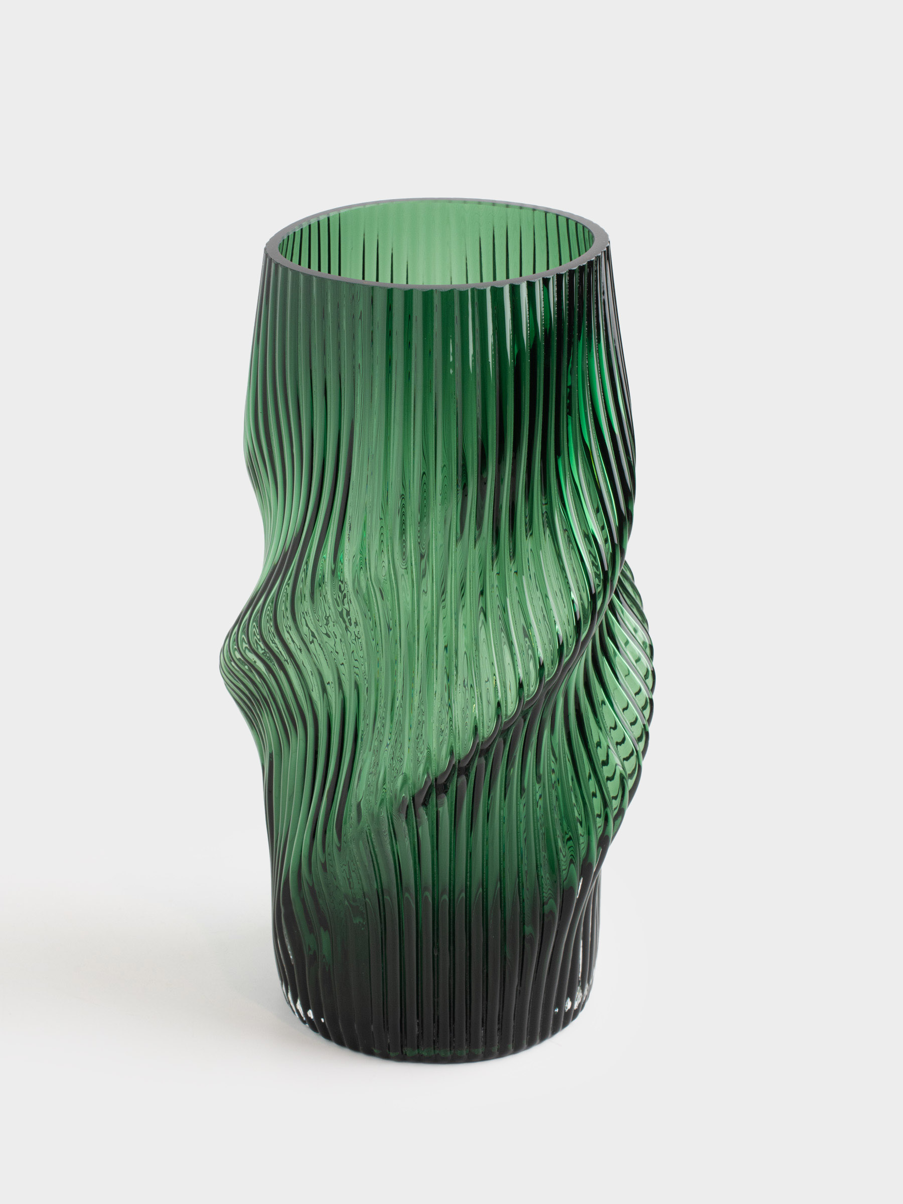Flower vase, 30 cm, glass, green, Vortex, Ribedic, image-1