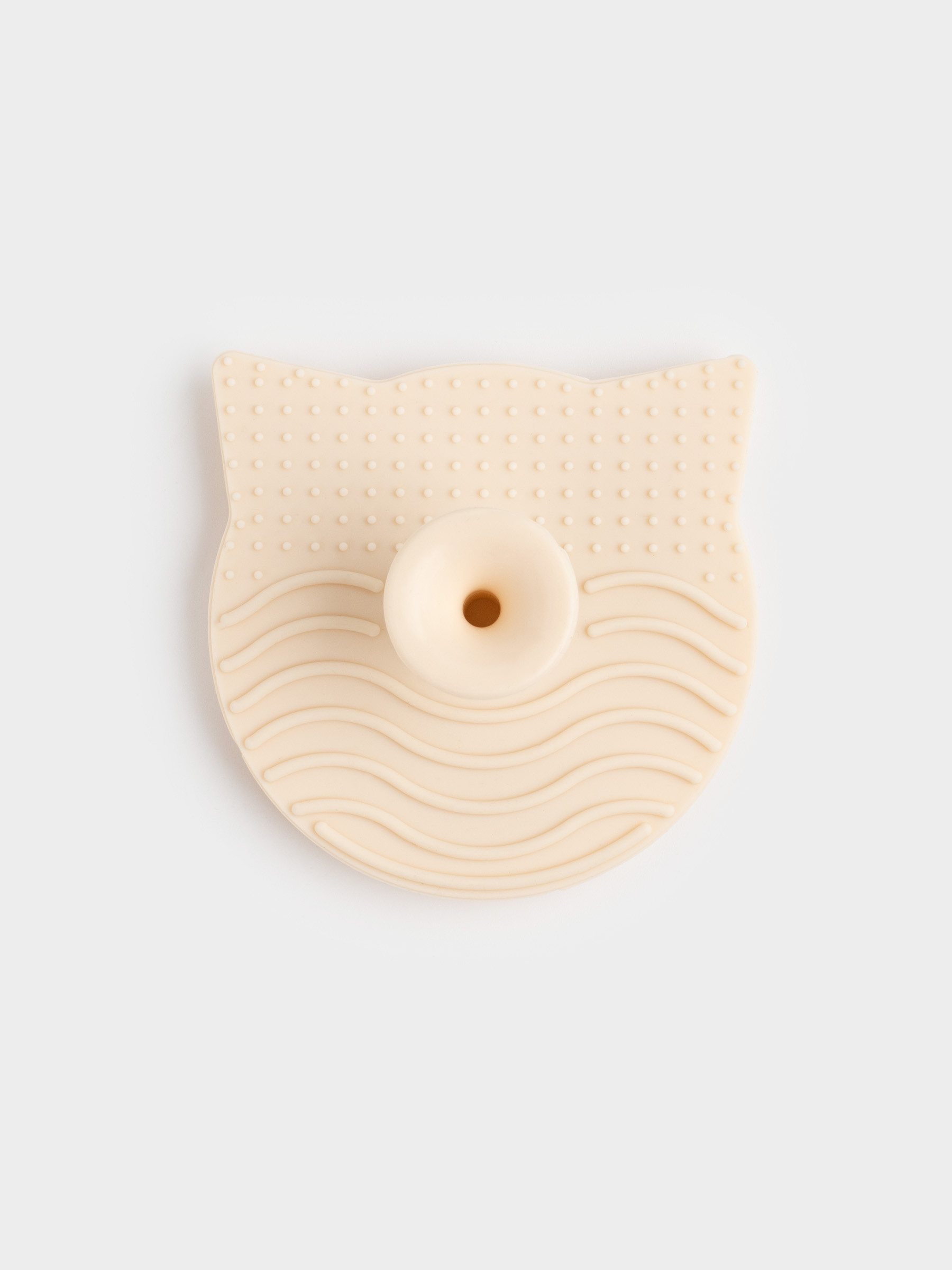 Facial cleansing brush, 6 cm, Massage, Suction cup, Silicone, beige, Cat, Manny, image-3