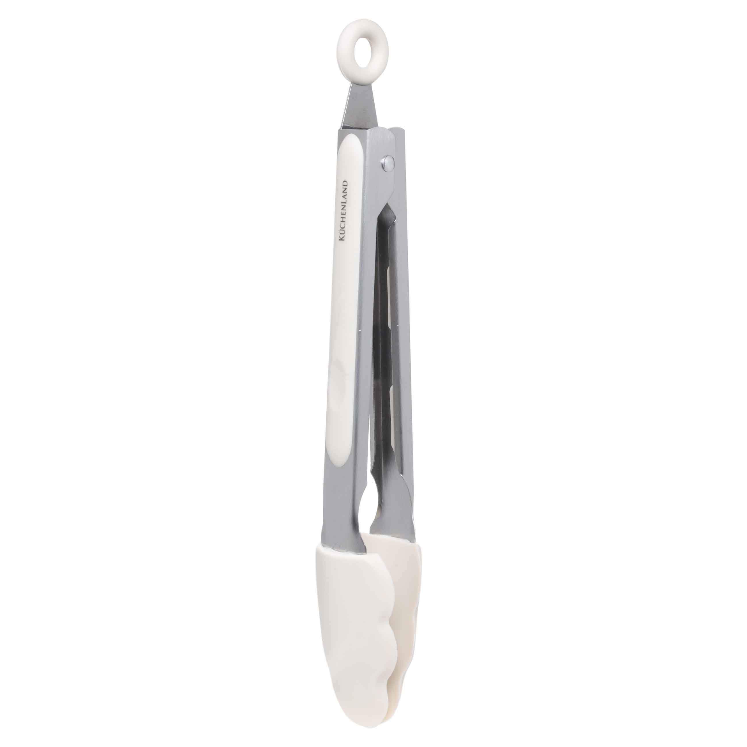 Kitchen tongs, 27 cm, silicone / steel, milky, soft kitchen, image-0