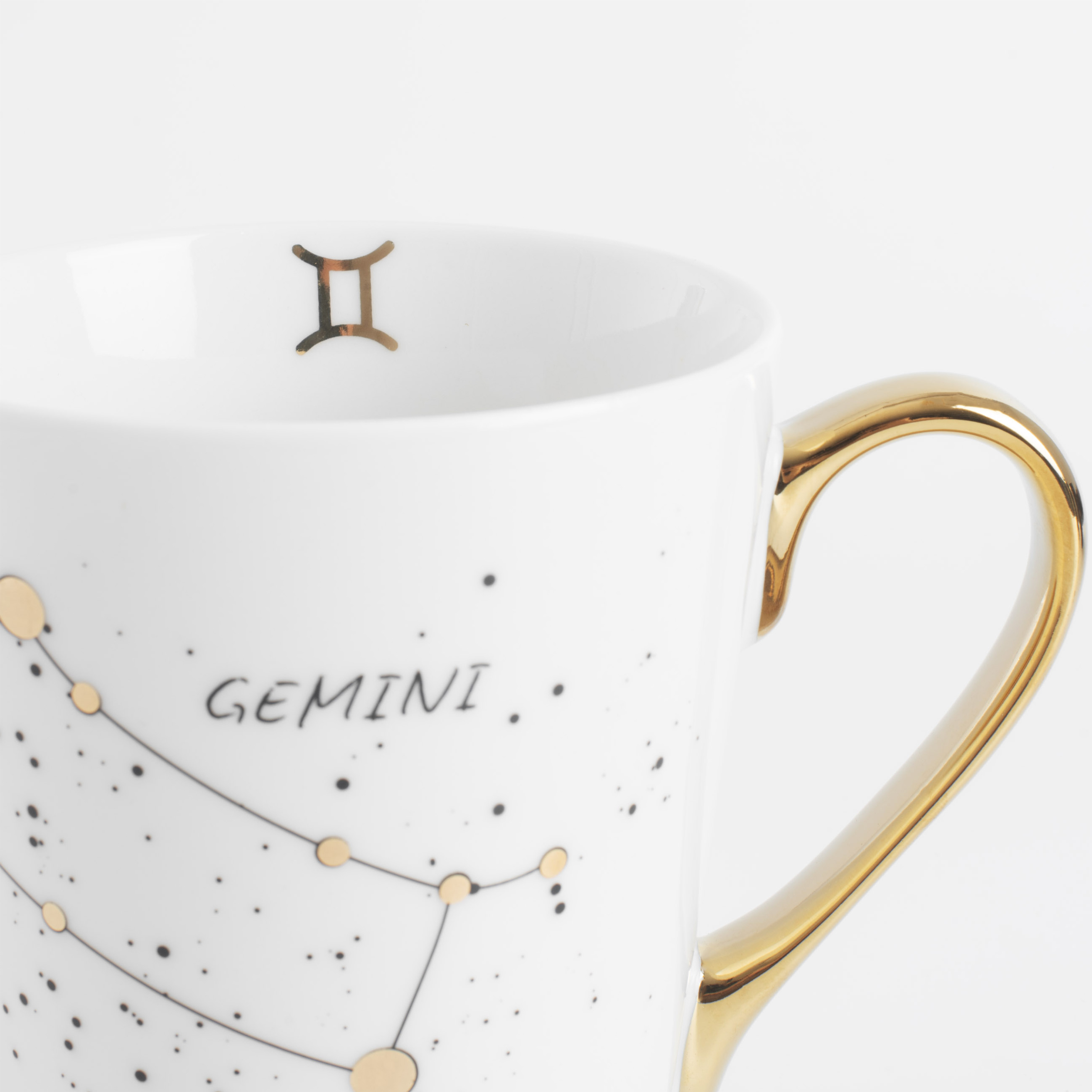 Mug, 400 ml, porcelain N, milky golden, Gemini, Zodiac, image-3