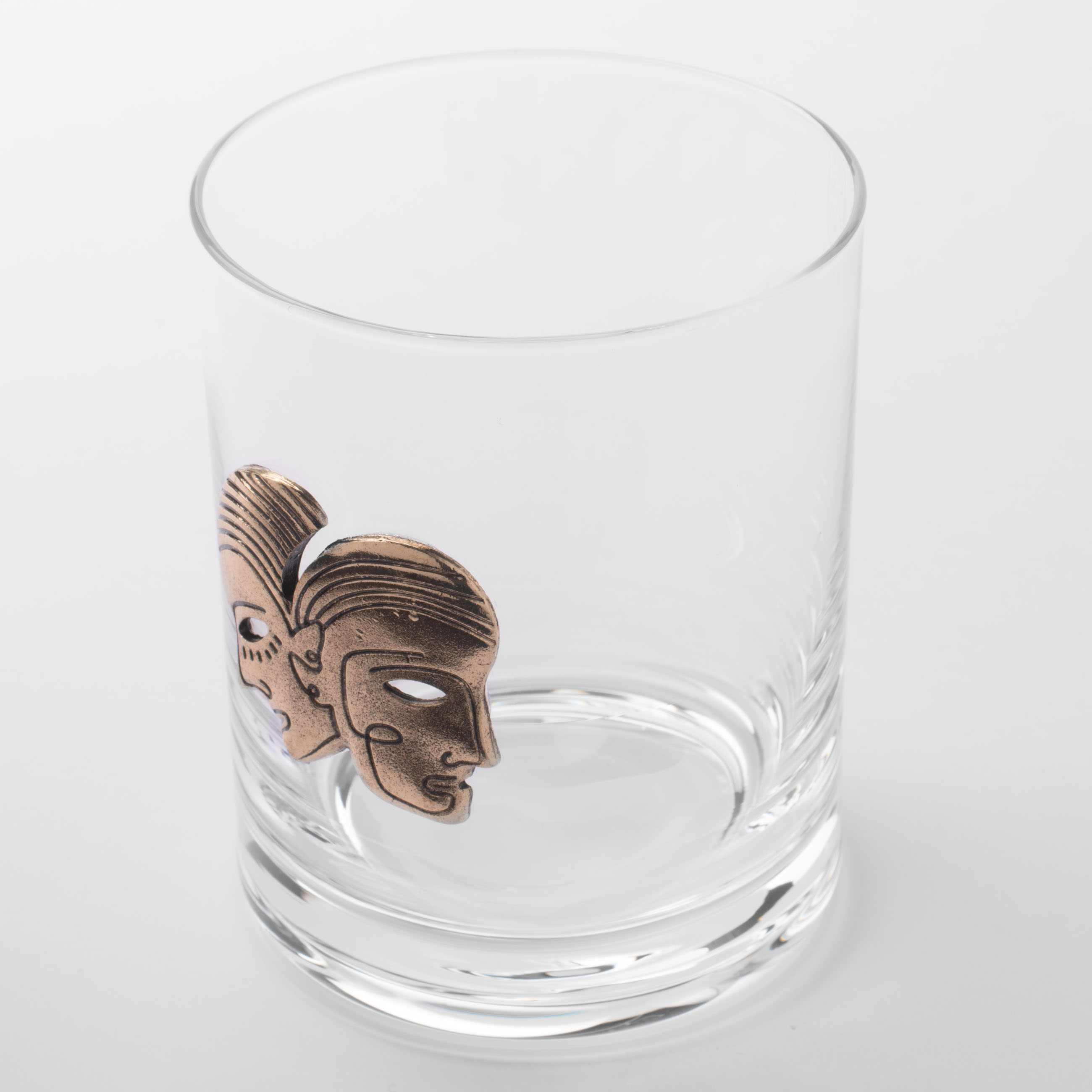 Whiskey glass, 10 cm, 340 ml, glass / metal, gold, Gemini, Zodiac, image-1
