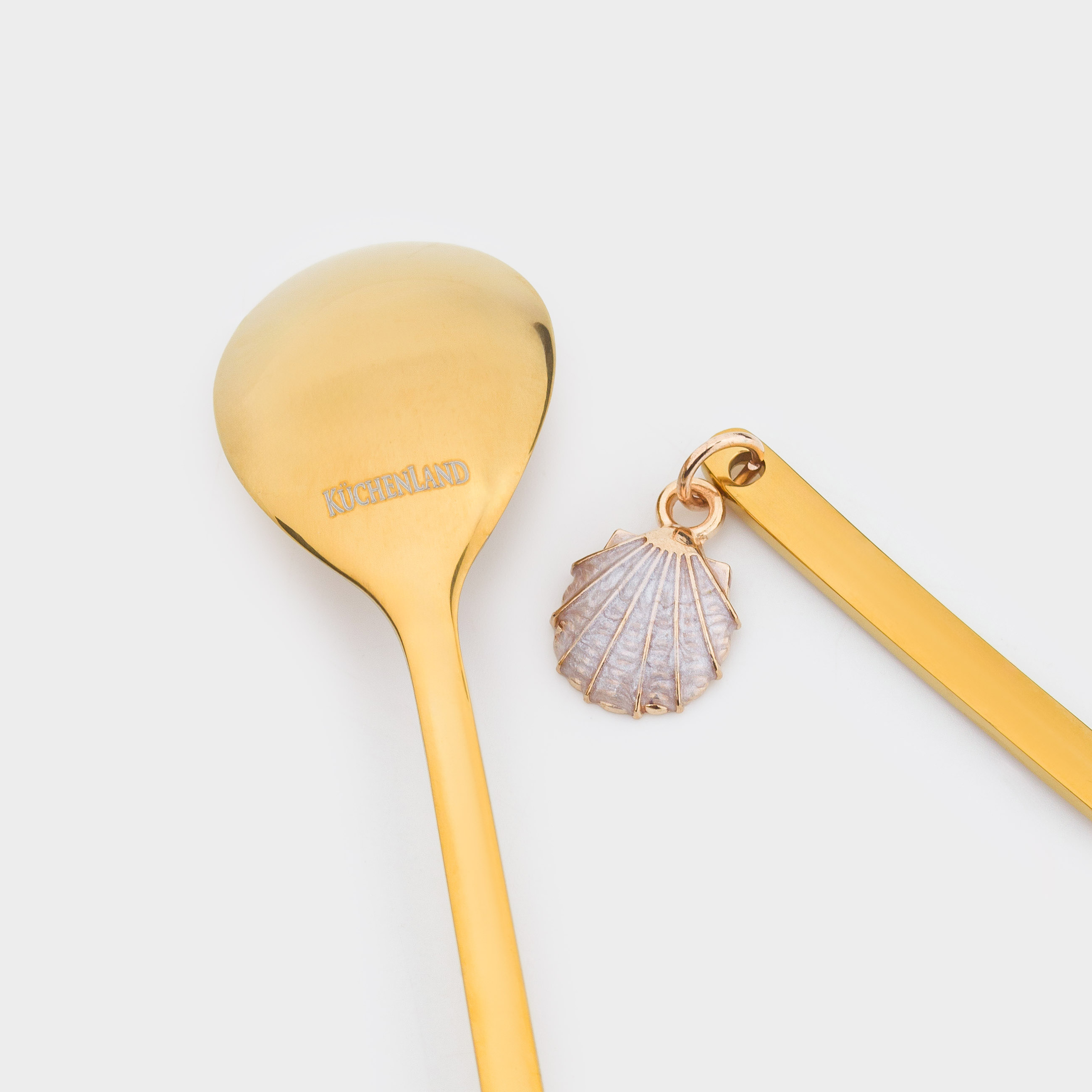 Dessert spoon, 14 cm, 2 pcs, steel, golden, Shell, Seaside, image-4