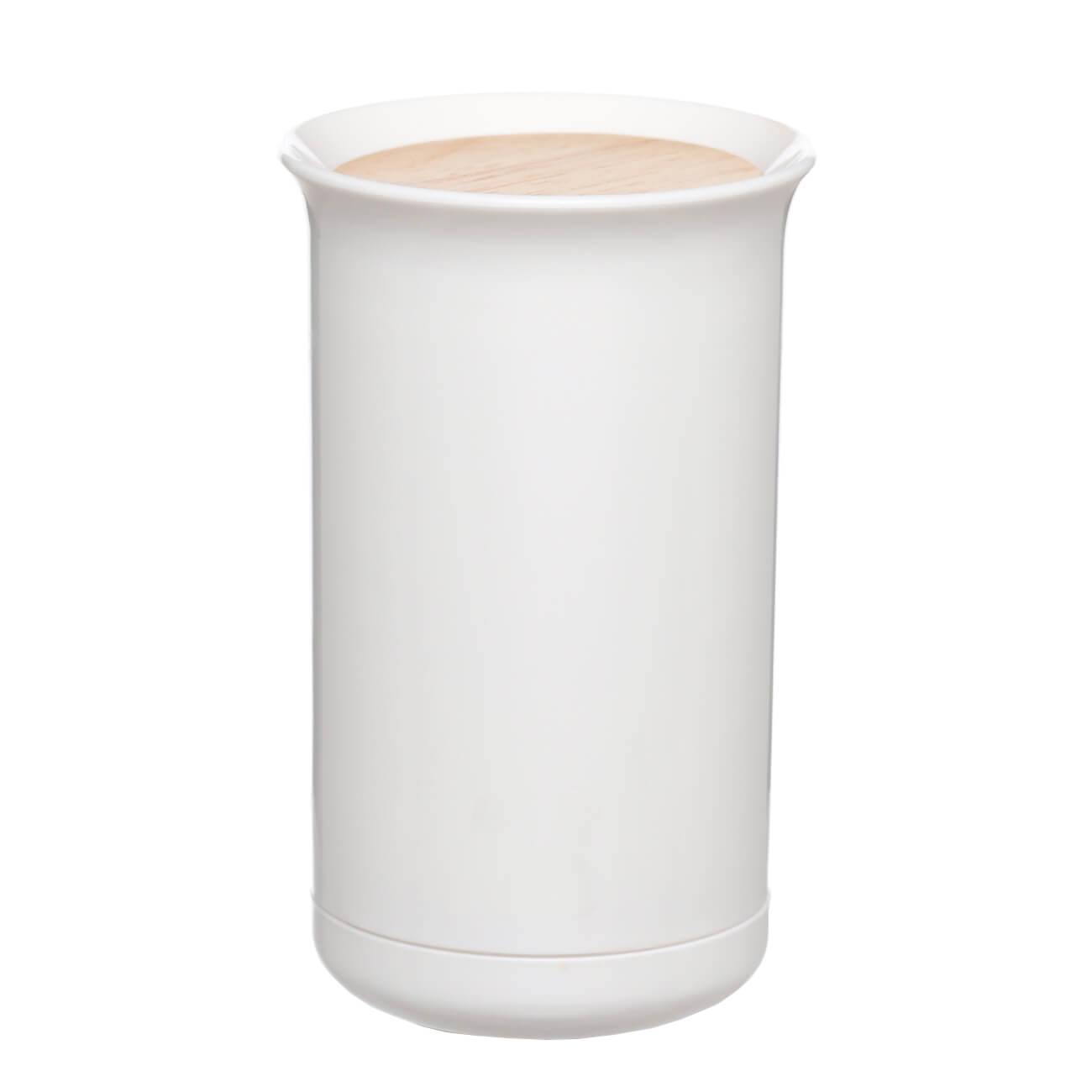 Toothpick container, 10 cm, plastic / rubber wood, White, White style