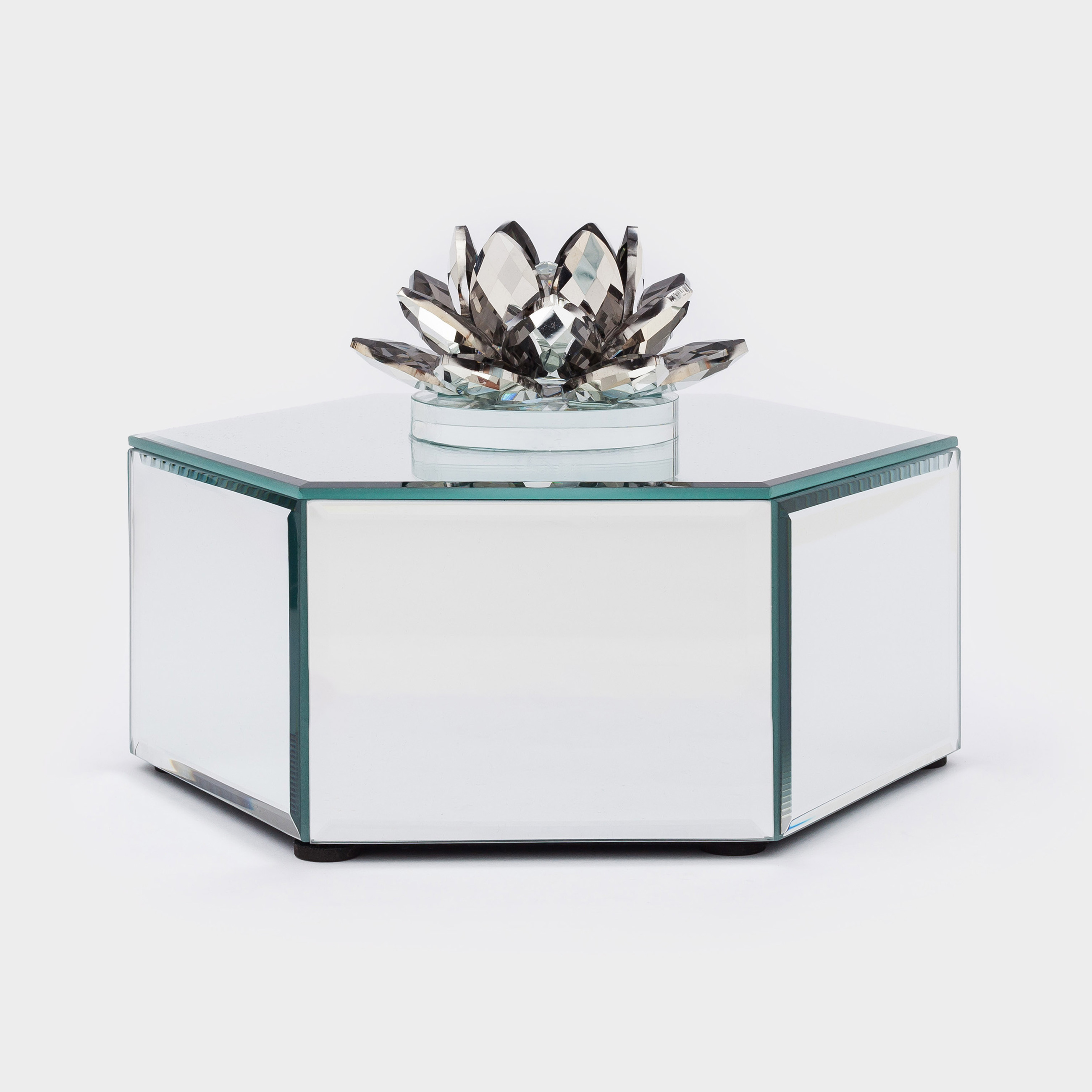 Jewelry box, 19x21 cm, glass, mirror, Lotus, Glossy