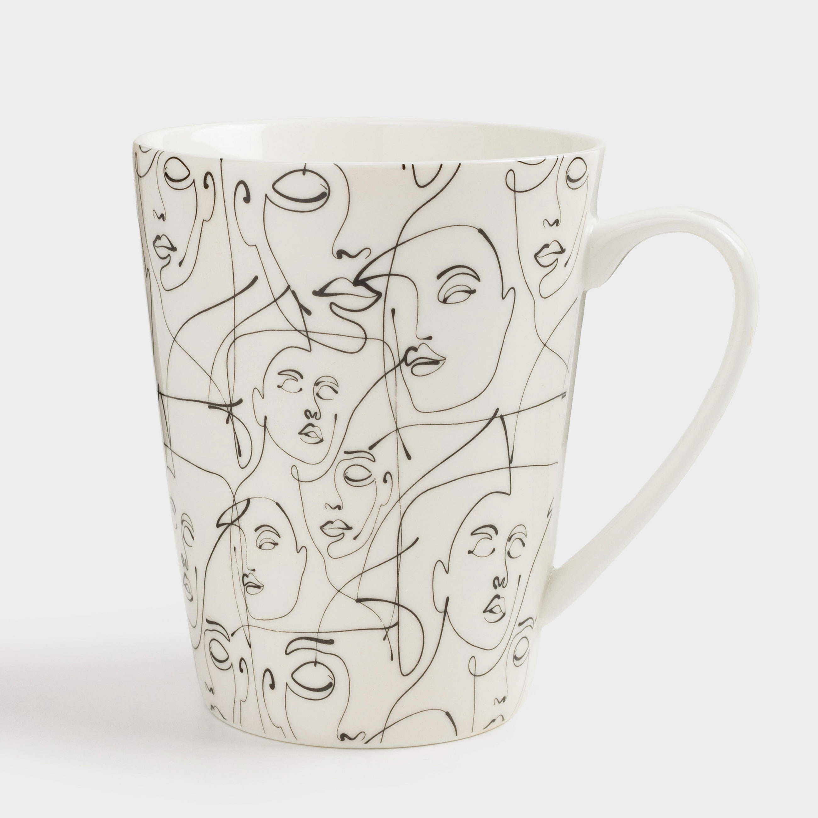Mug, 420 ml, Porcelain N, Milk, Abstract faces, Face, image-0