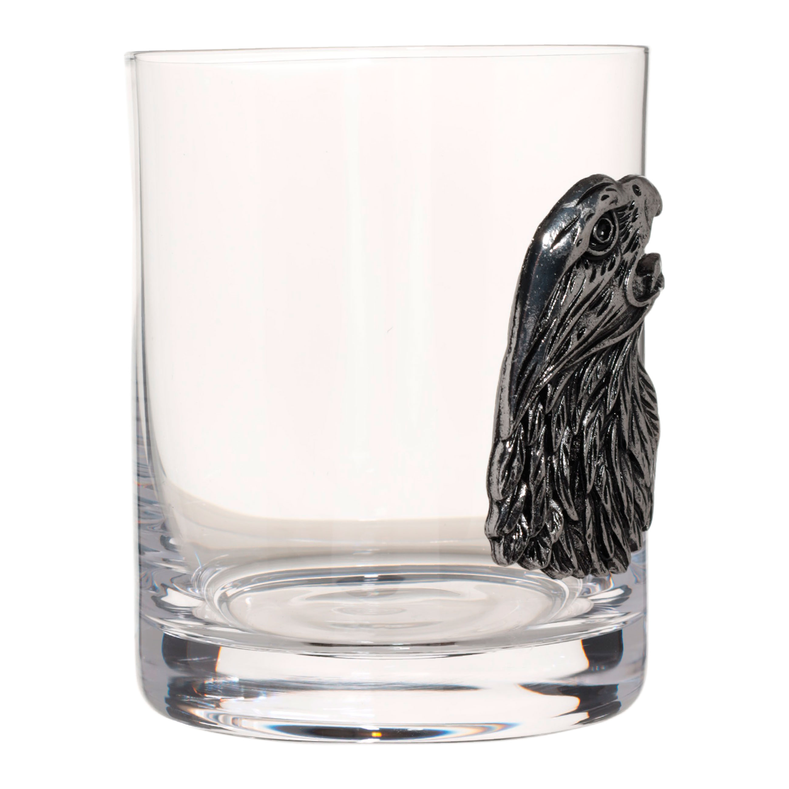 Whiskey glass, 10 cm, 340 ml, glass / metal, silver, eagle, Lux elements