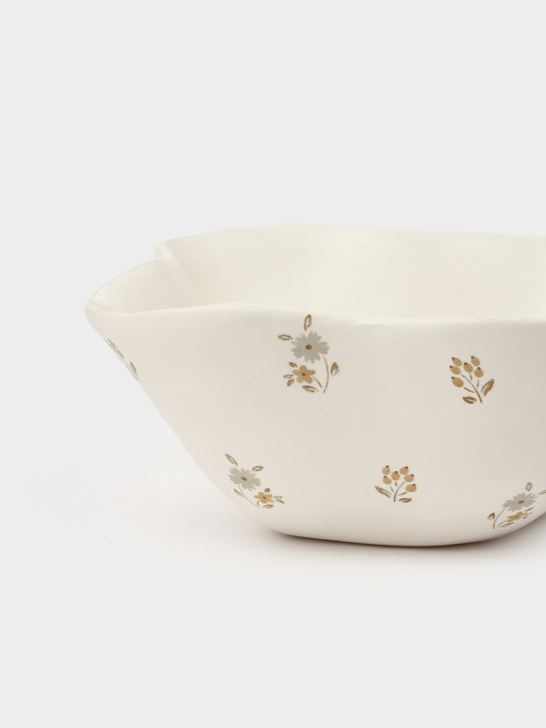 Salad bowl, 15x6 cm, 330 ml, ceramic, milky, Vintage flowers, La flore, image-6