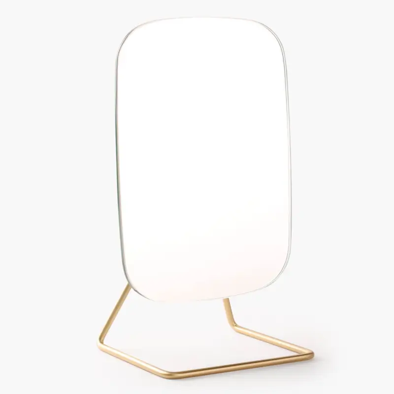 Table mirror, 25 cm, rotating, metal, rectangular, golden, Trend