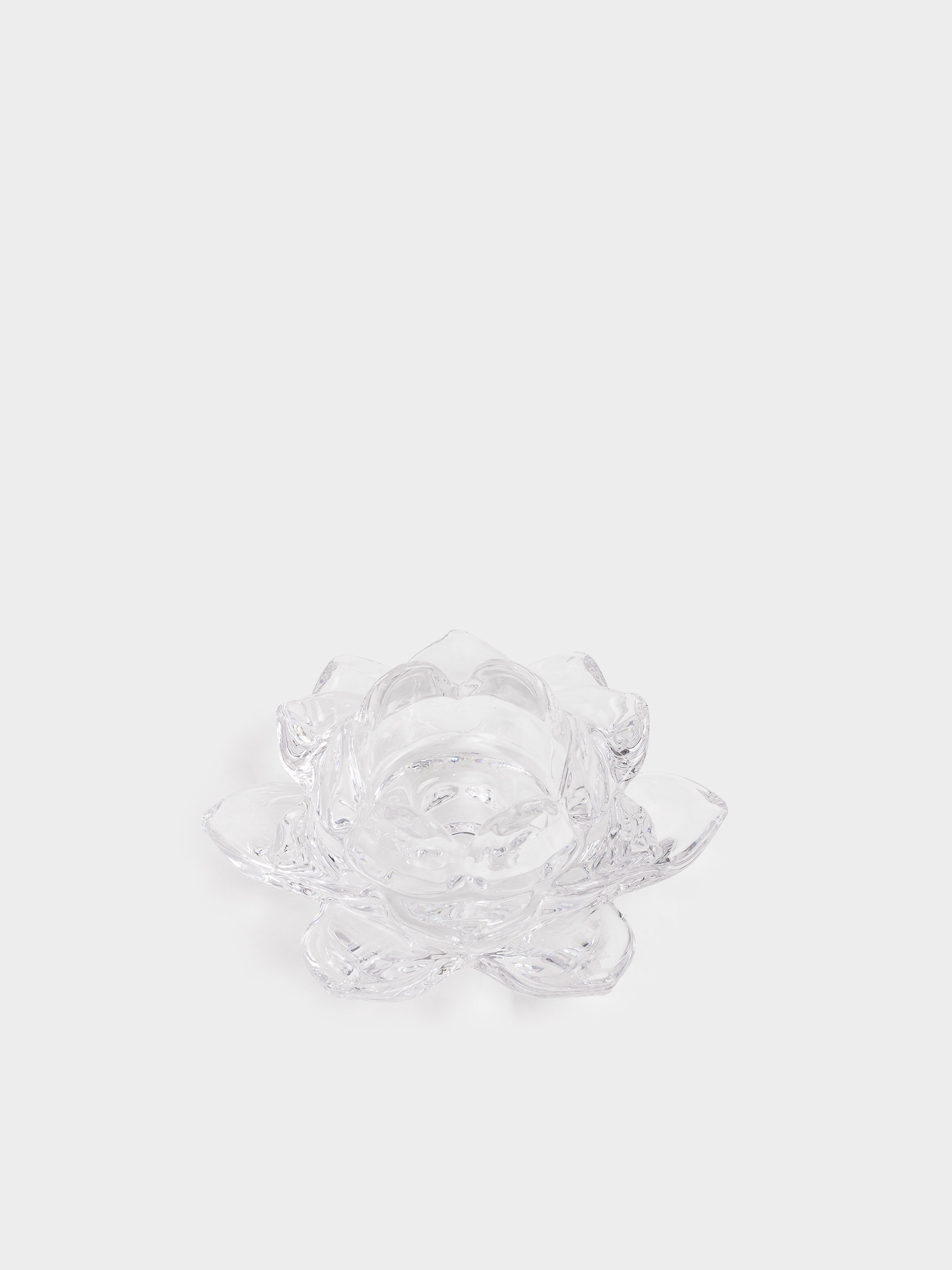 Candlestick, 12 cm, for tea / thin candle, glass, Lotus, Lotus, image-1