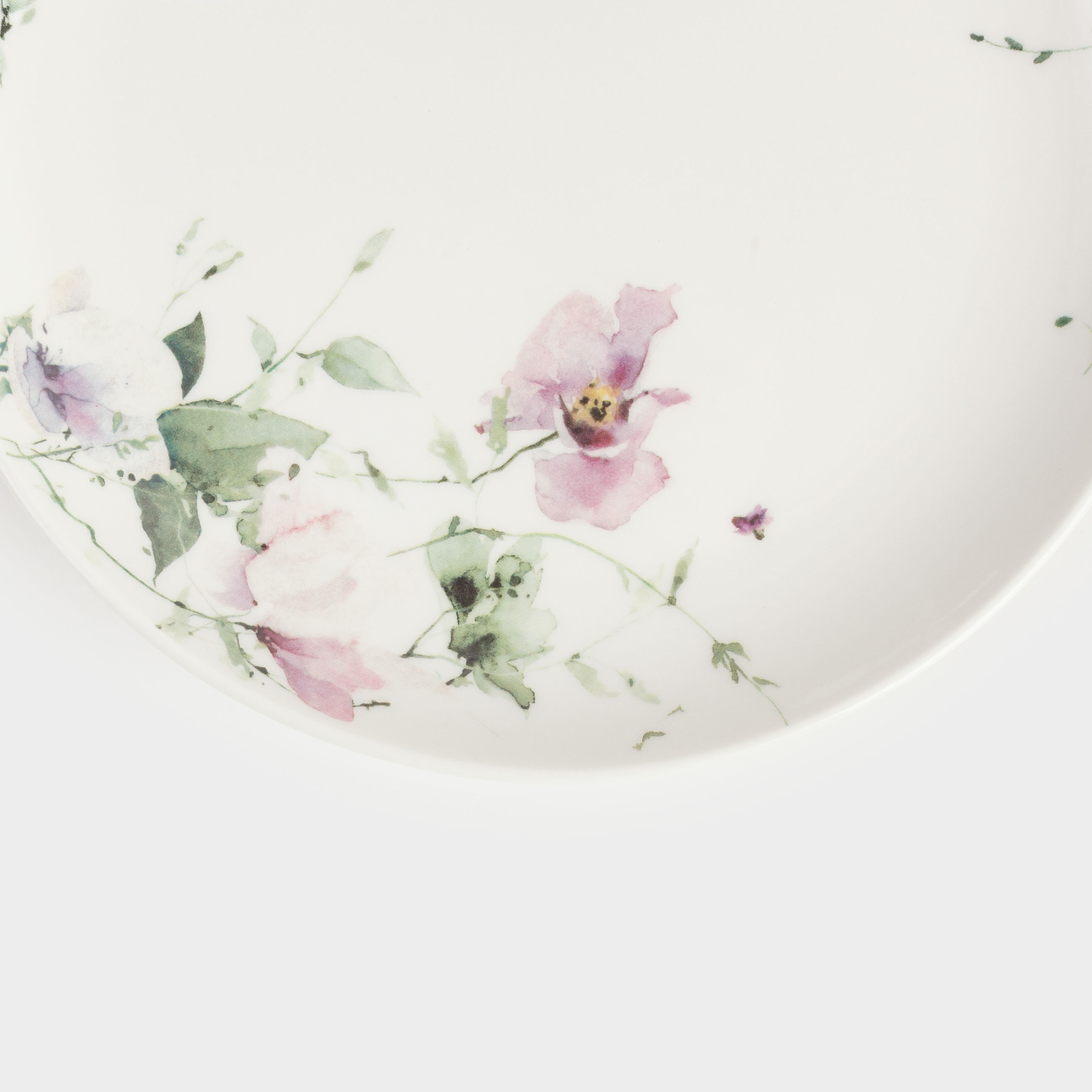Snack plate, 21 cm, 2 pcs, porcelain N, white, Lilac flowers, Floret