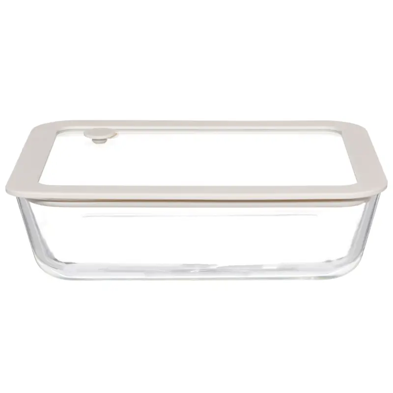 Container, 1,4 l, with valve, glass T / silicone, rectangular, beige, Verre ,image-0