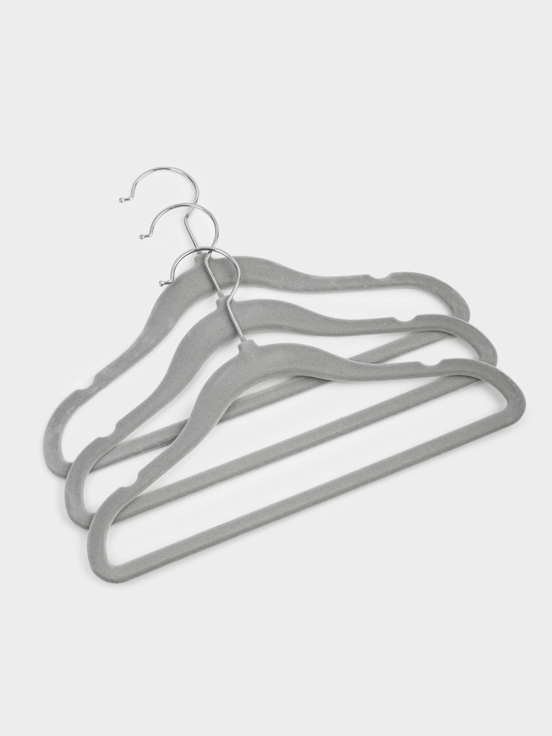 Hanger, 30 cm, 3 pcs, children's, flock, gray, Household, image-2